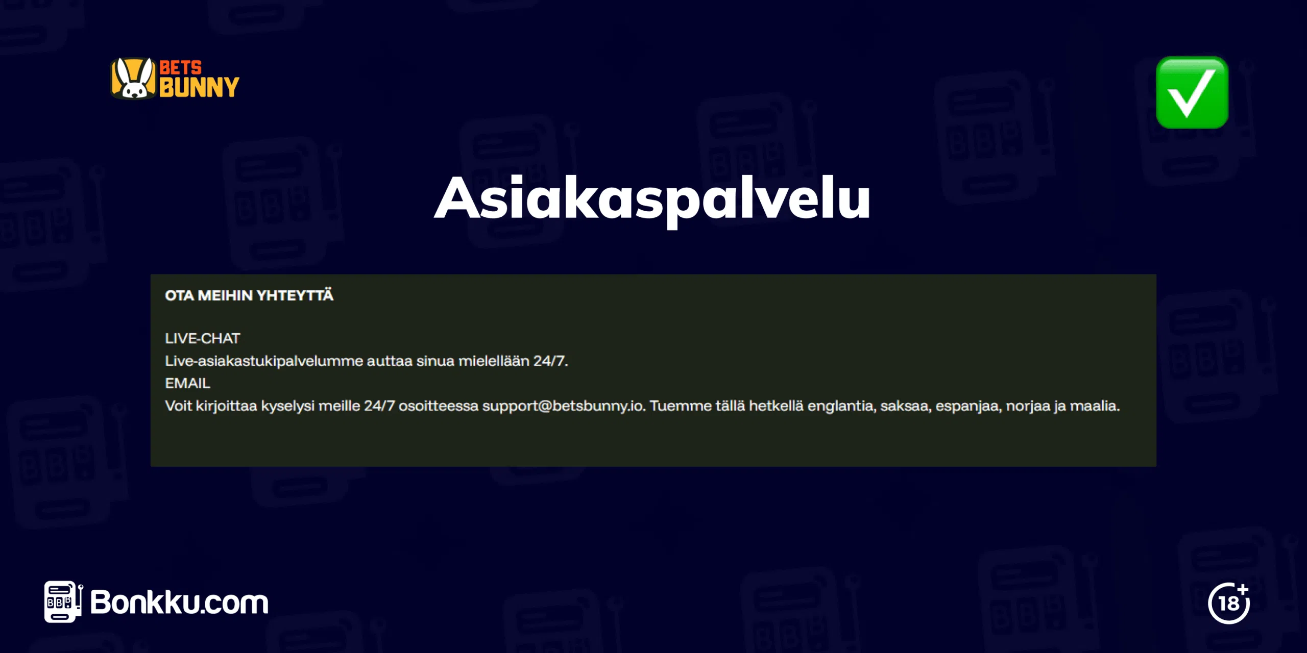 betsbunny asiakaspalvelu