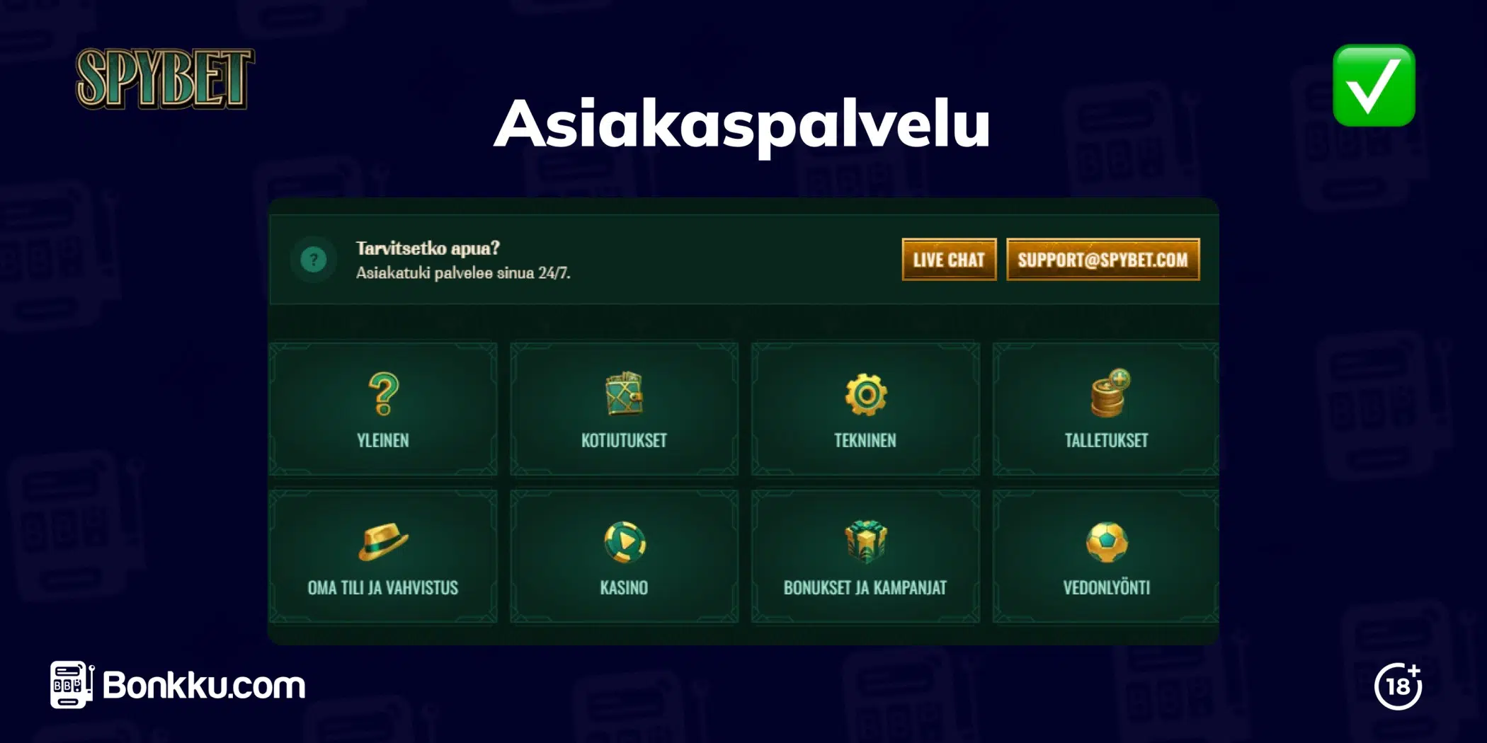 spybet casino asiakaspalvelu