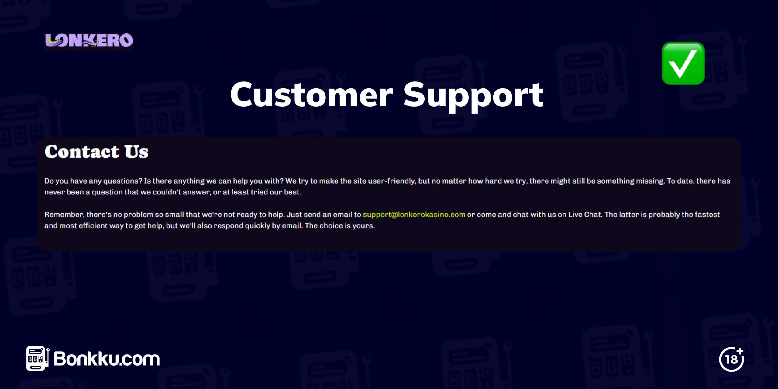 lonkero casino customer support