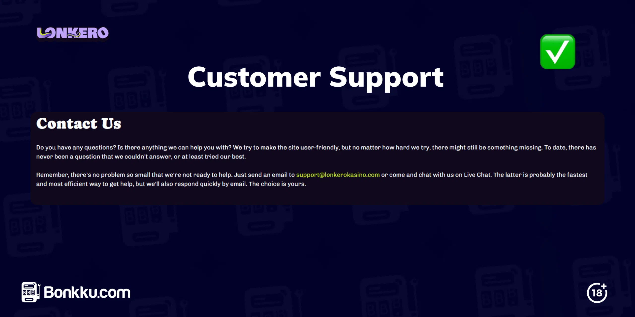 lonkero casino customer support