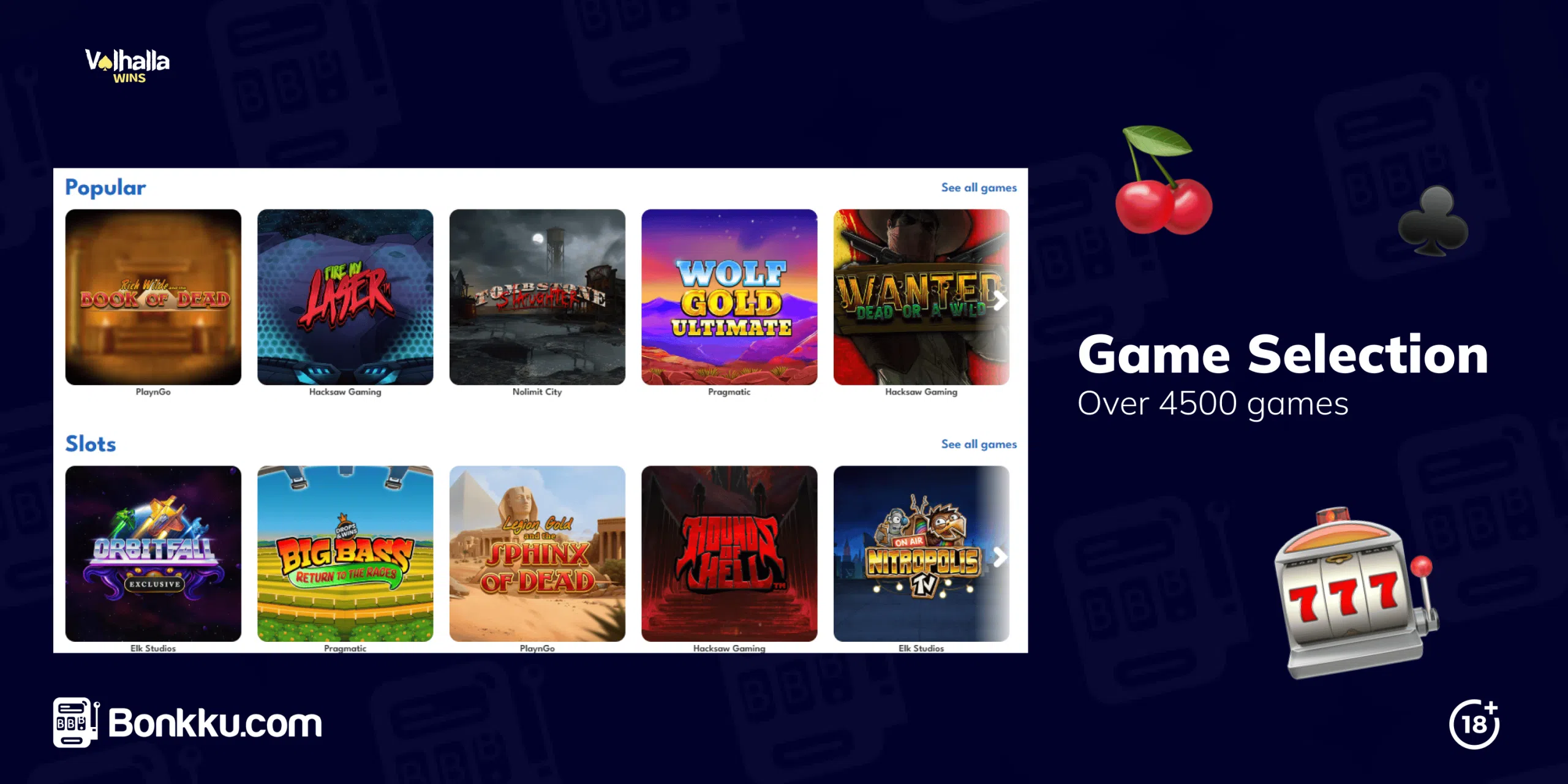 valhalla wins casino game selection