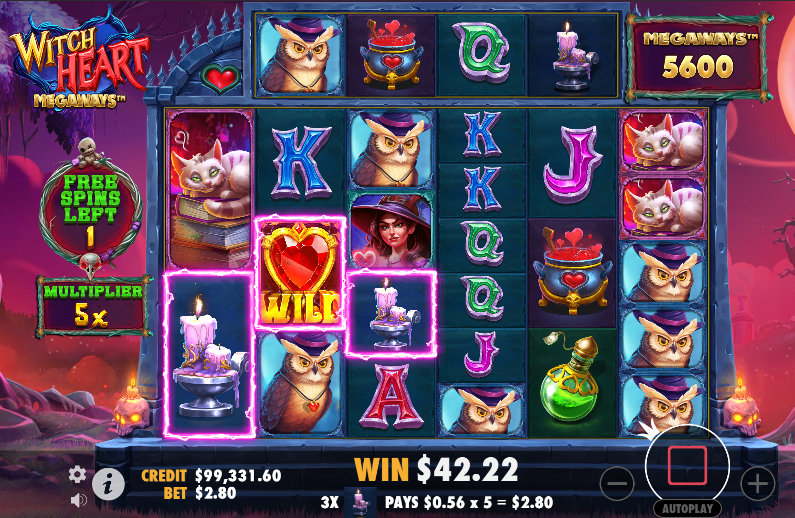 witch heart megaways bonus