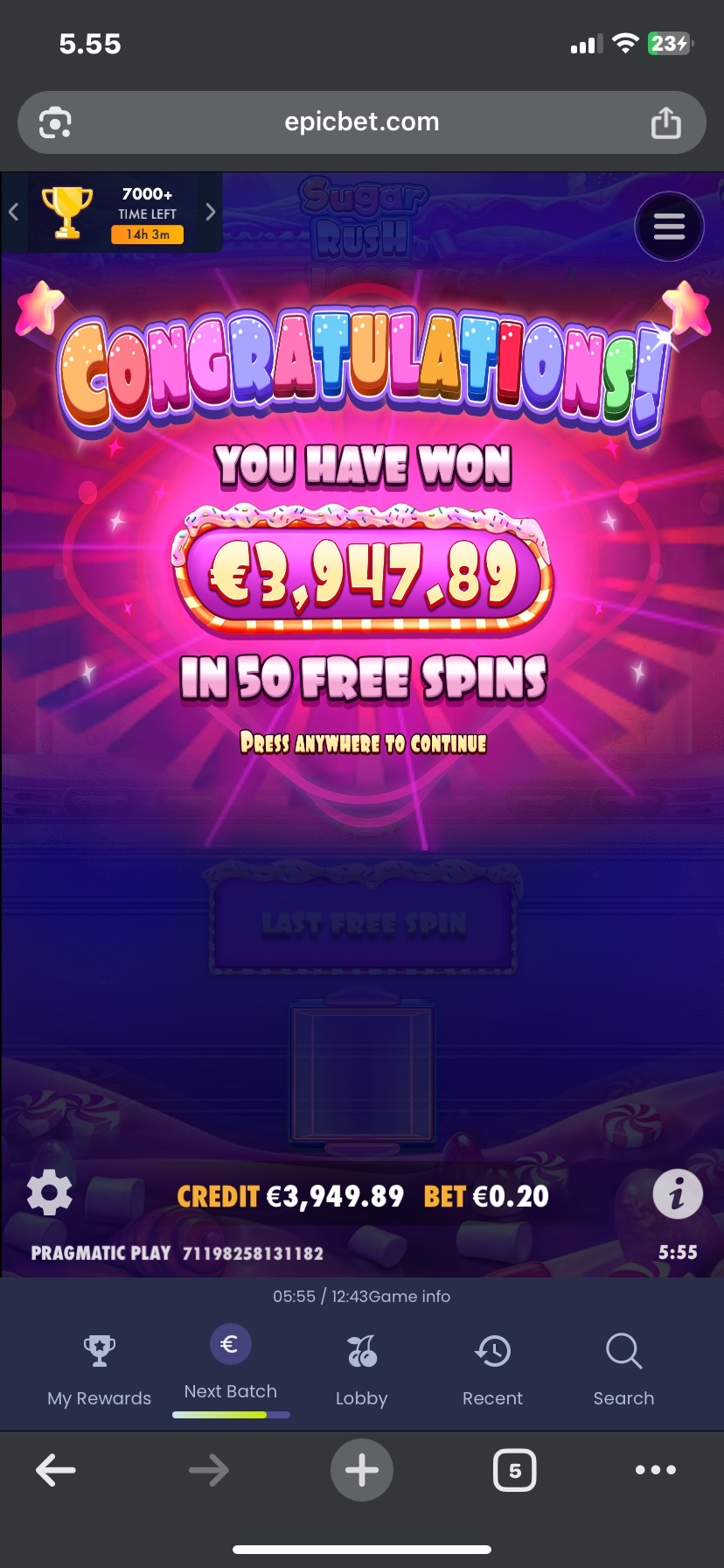 Big wins screenshot