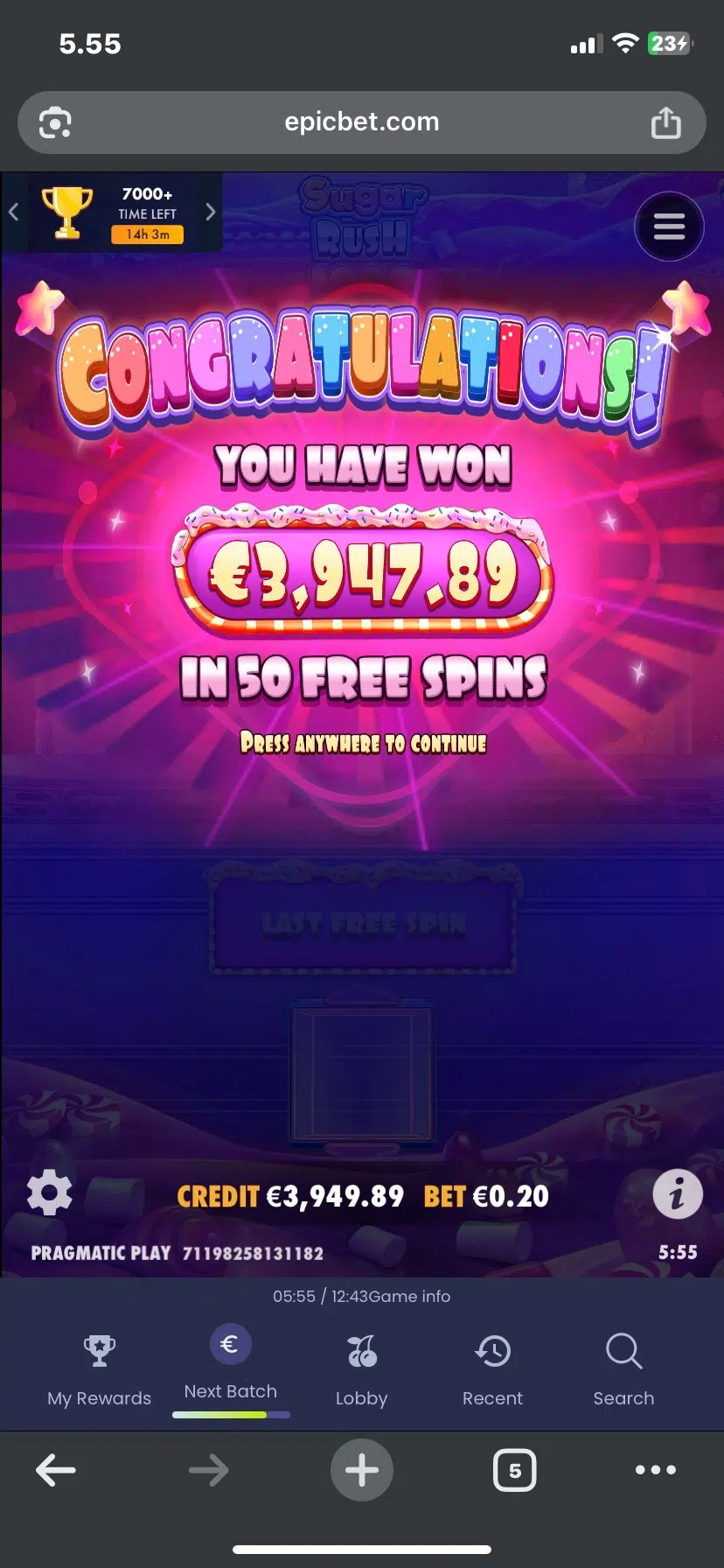 Big wins screenshot