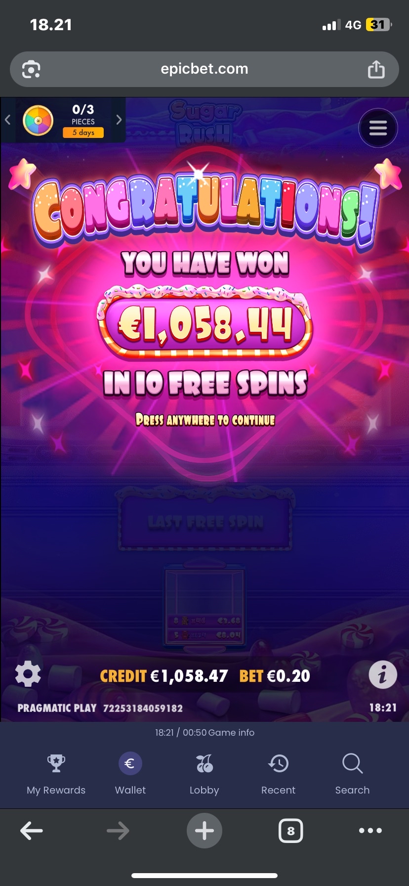 Big wins screenshot