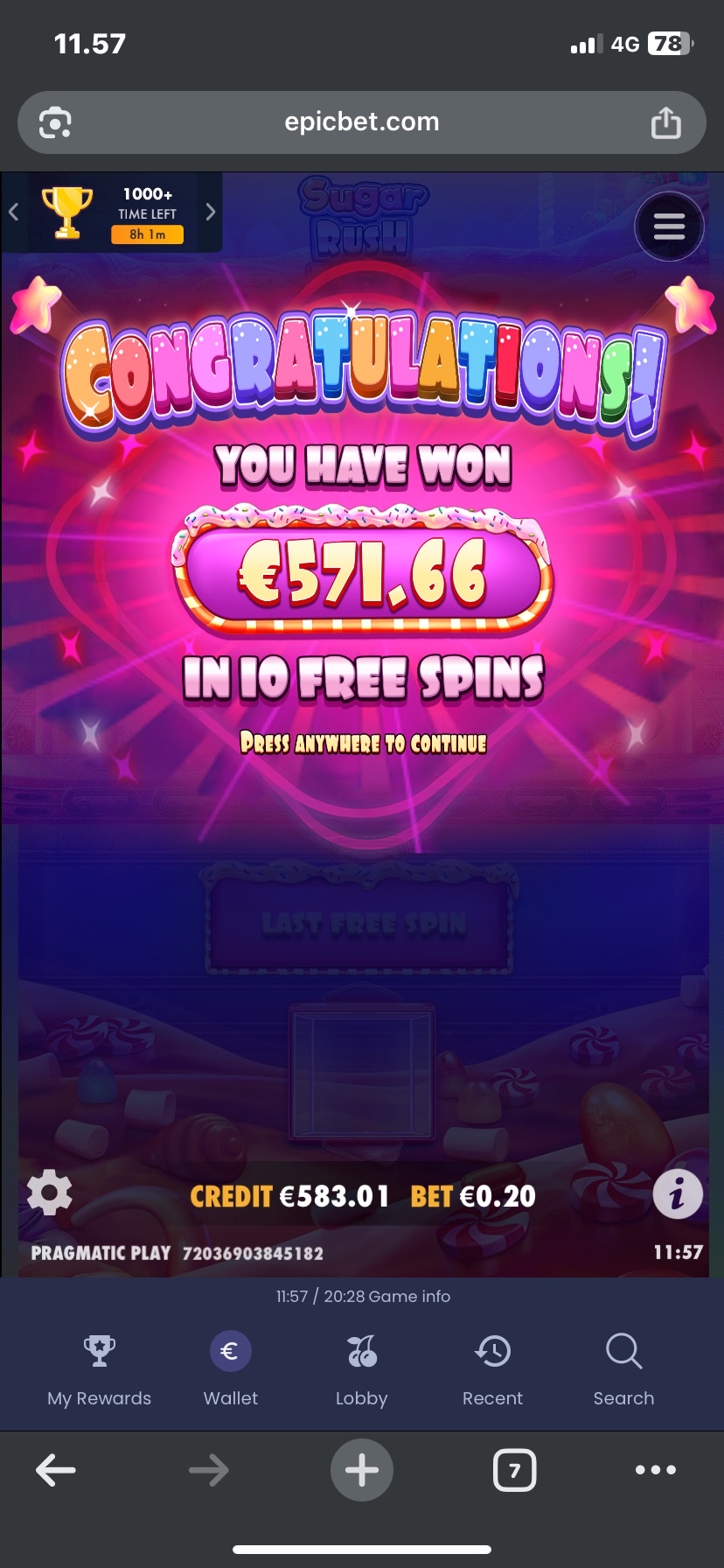 Big wins screenshot
