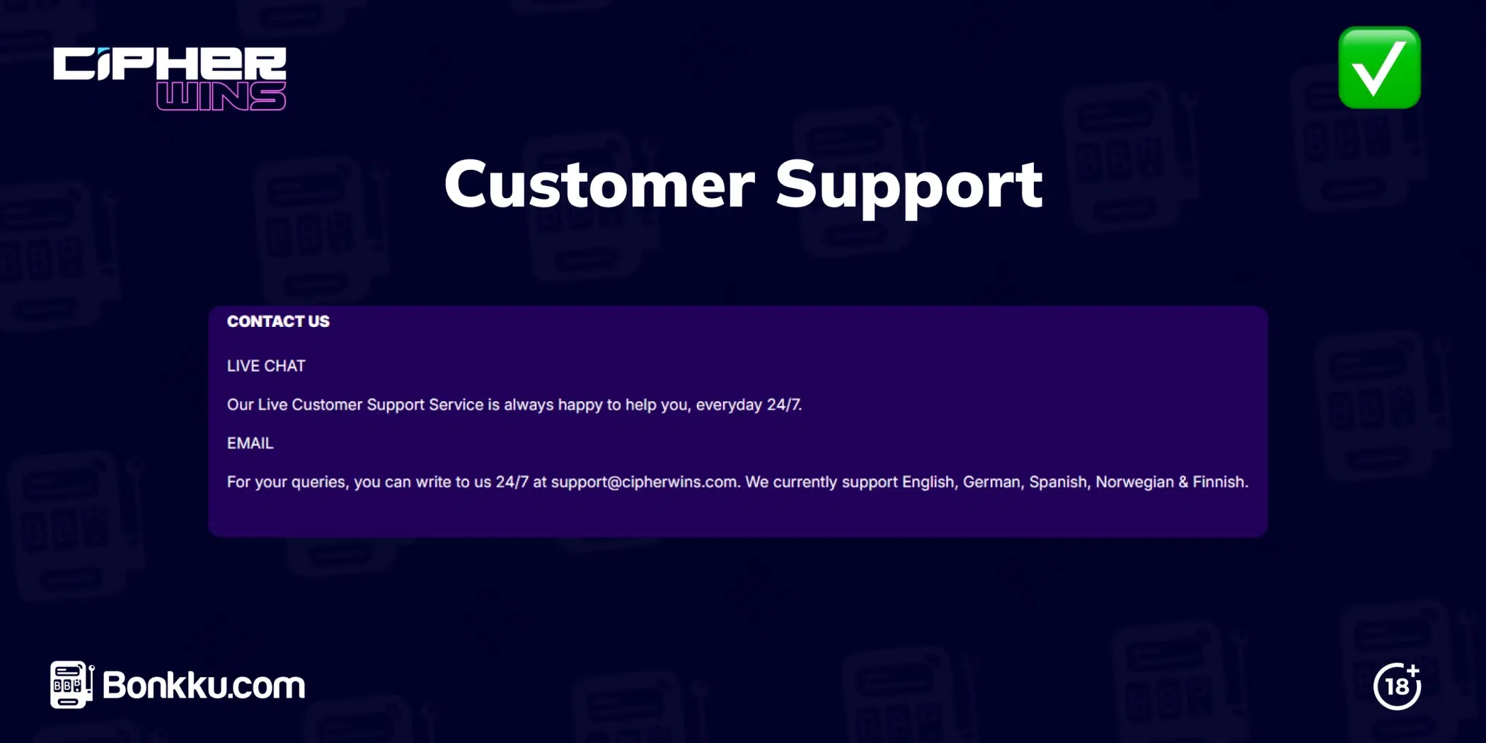 cipherwins casino customer support
