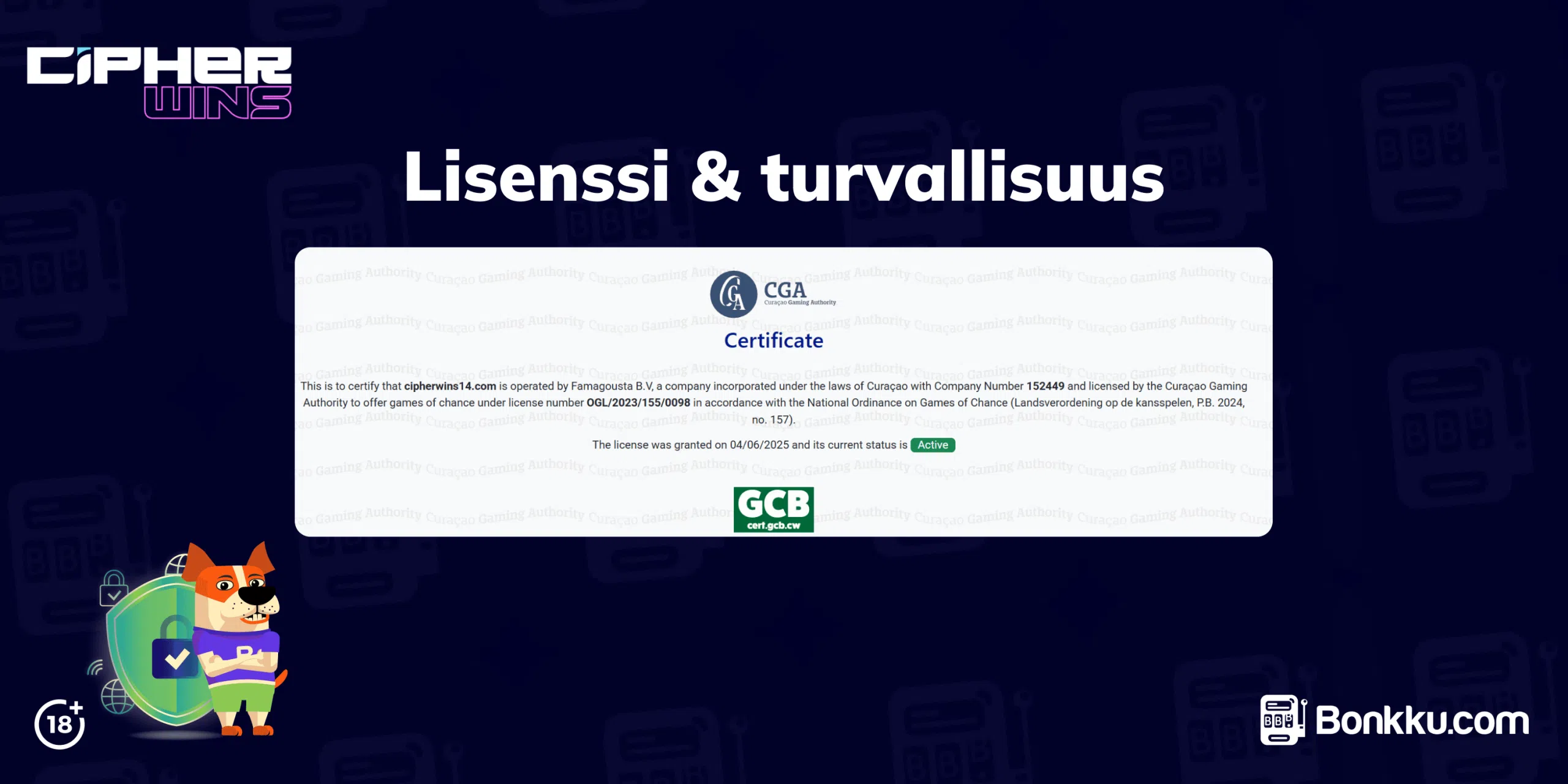 cipherwins lisenssi ja turvallisuus
