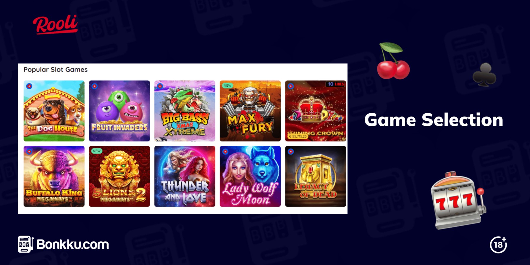 game selection at rooli casino