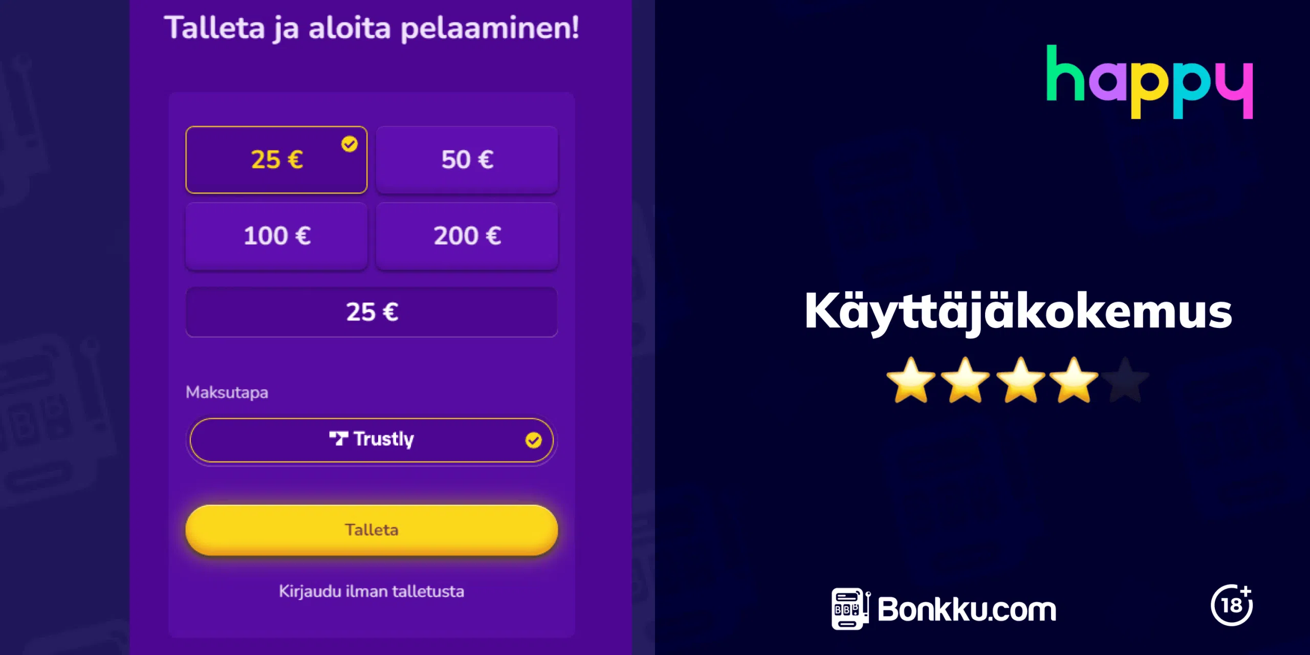 happy casino käyttäjäkokemus