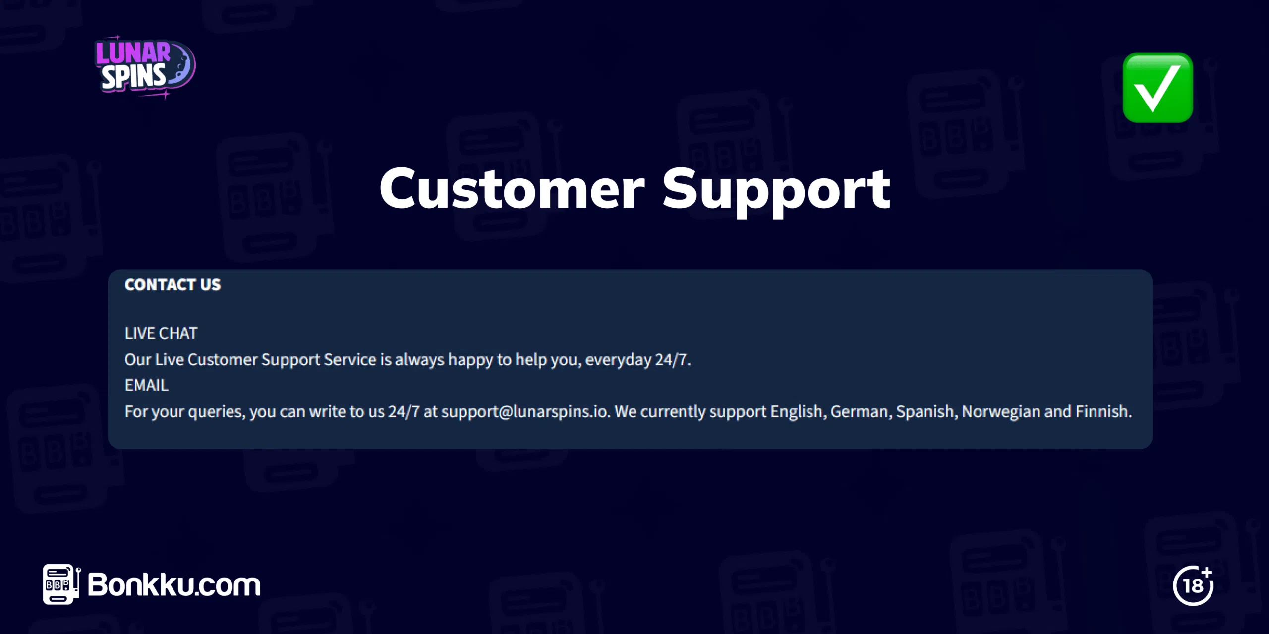 lunar spins casino customer support