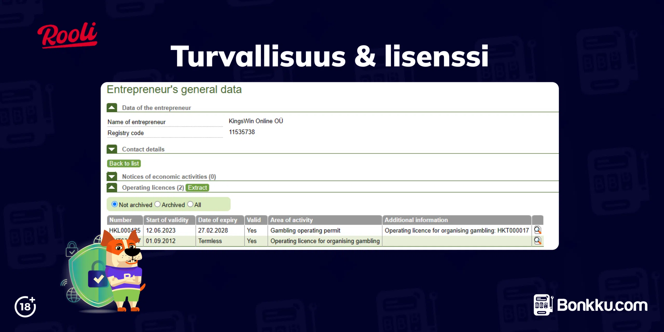 rooli casino turvallisuus & lisenssi