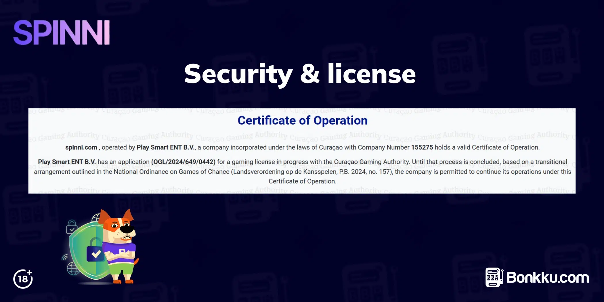 spinni casino license