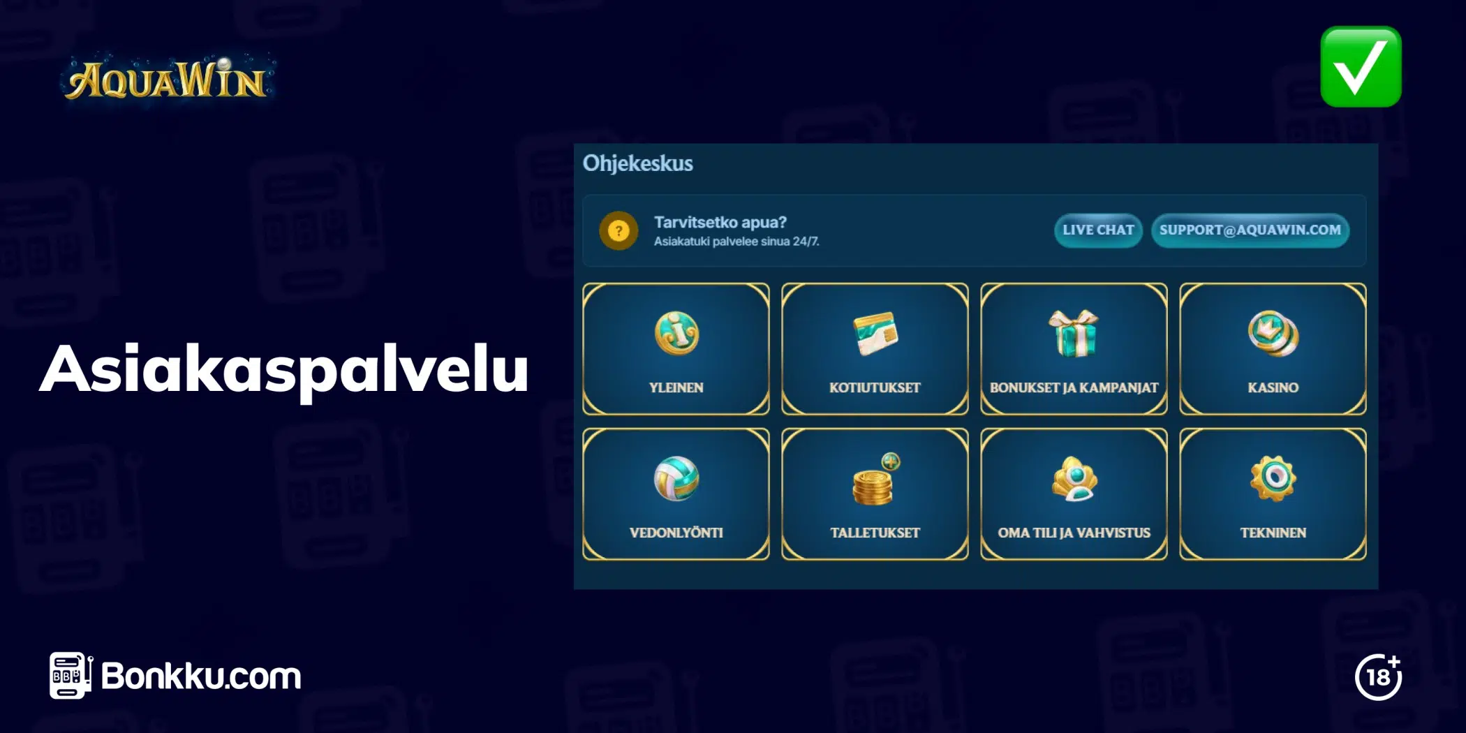 aquawin casino asiakaspalvelu