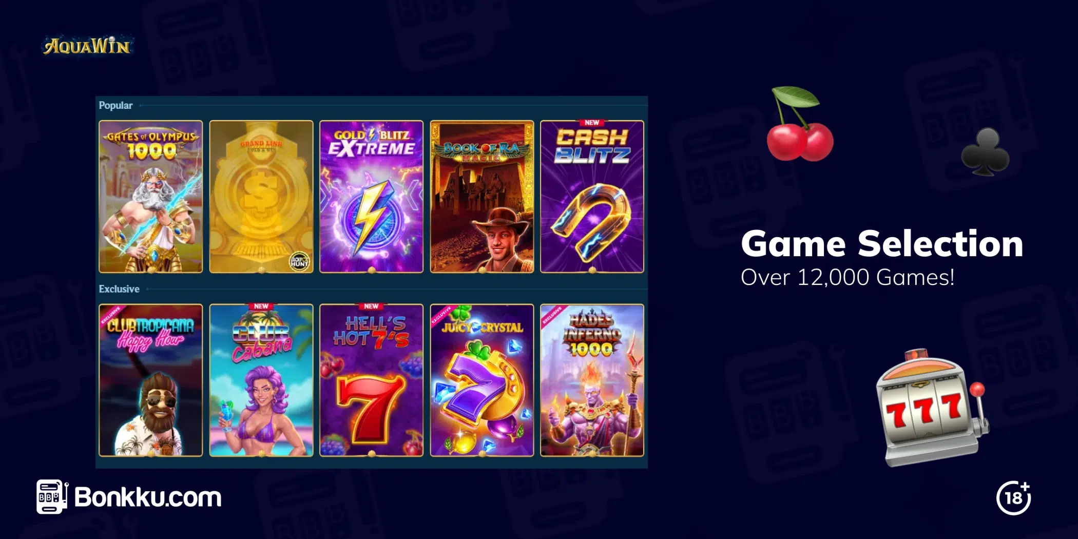 aquawin casino game selection