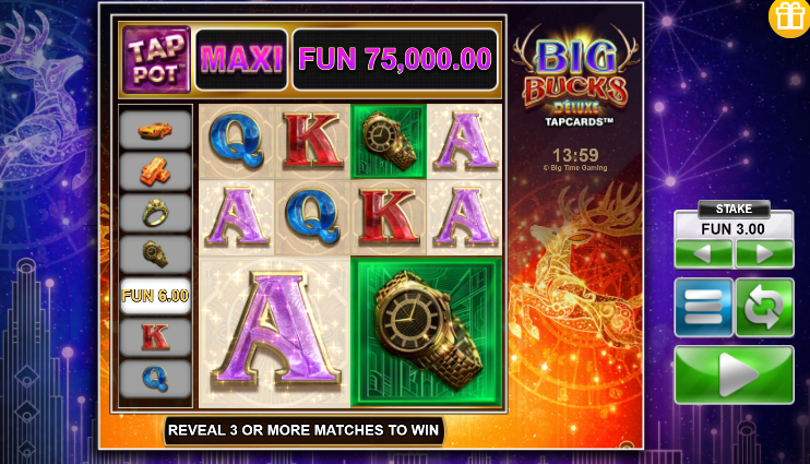 big bucks deluxe tapcards bonus