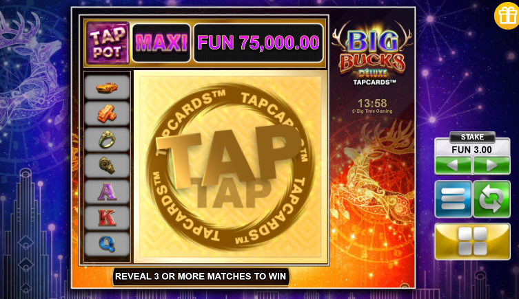 Big bucks deluxe tapcards slot