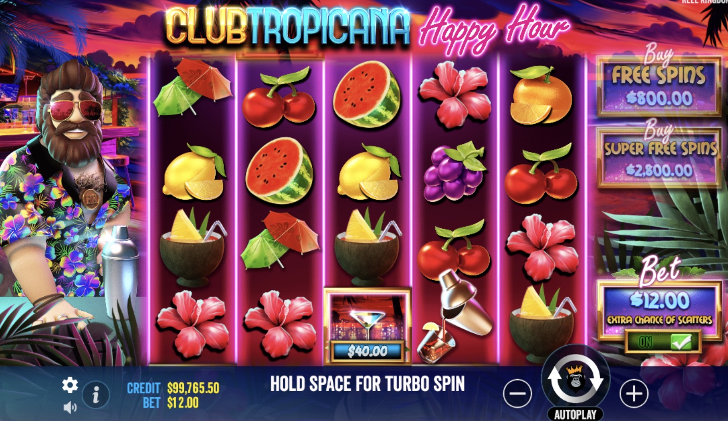 club tropicana happy hour slot