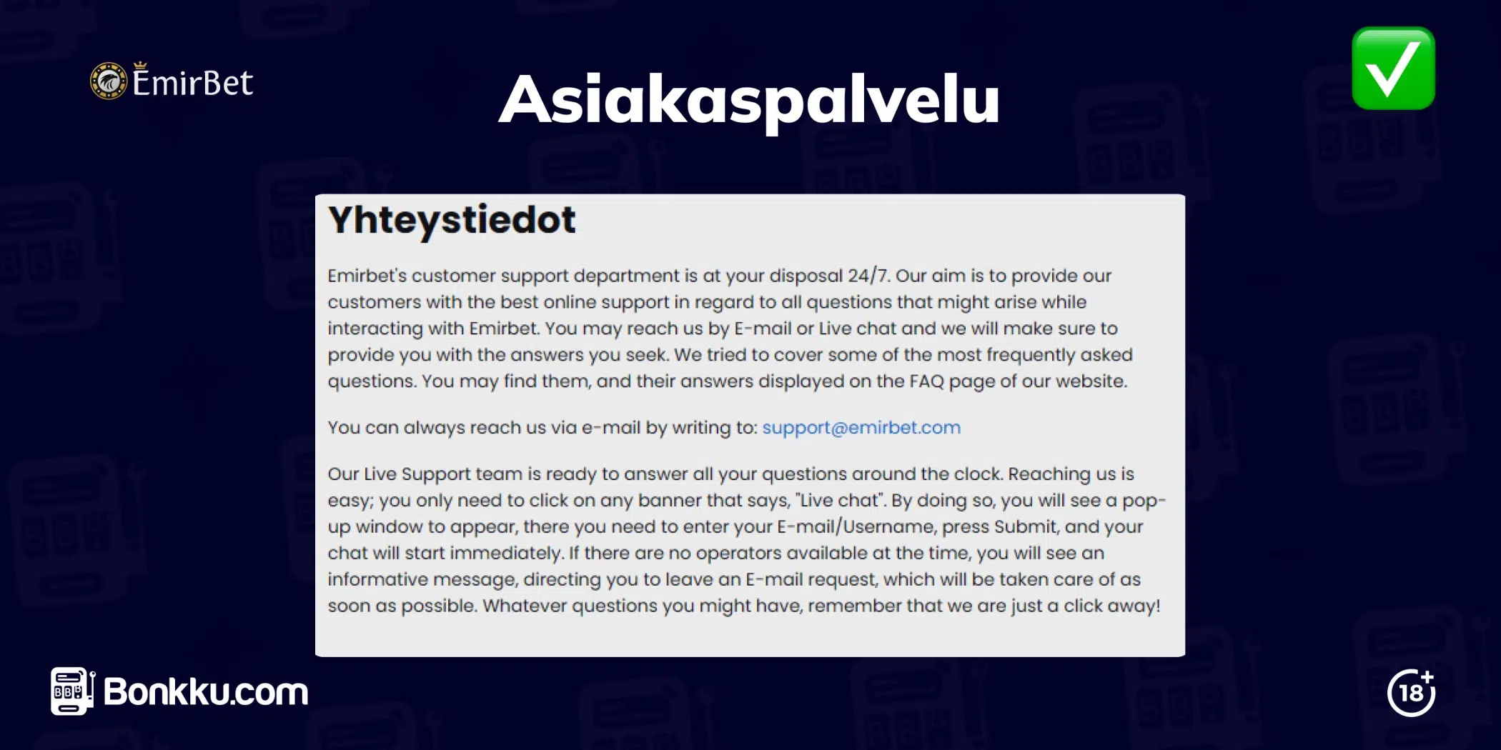 emirbet asiakaspalvelu