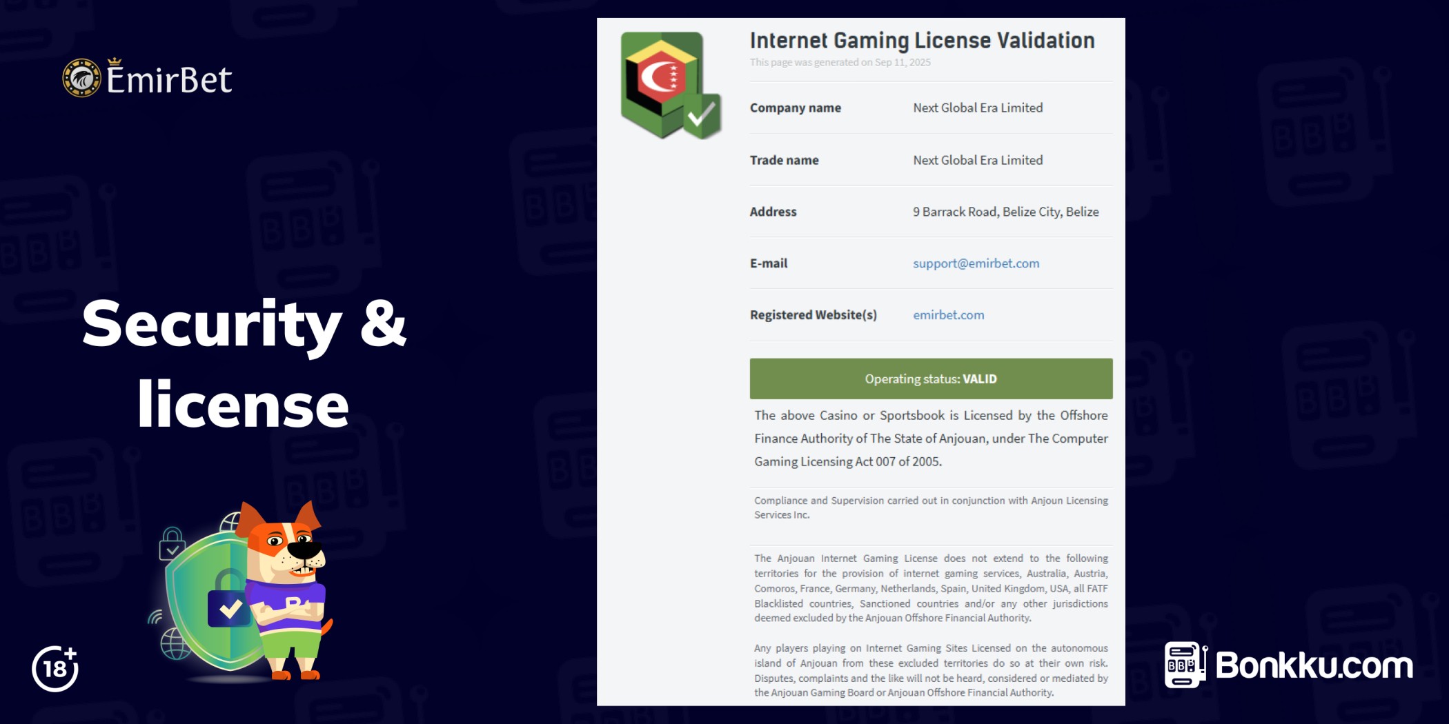 emirbet security & license