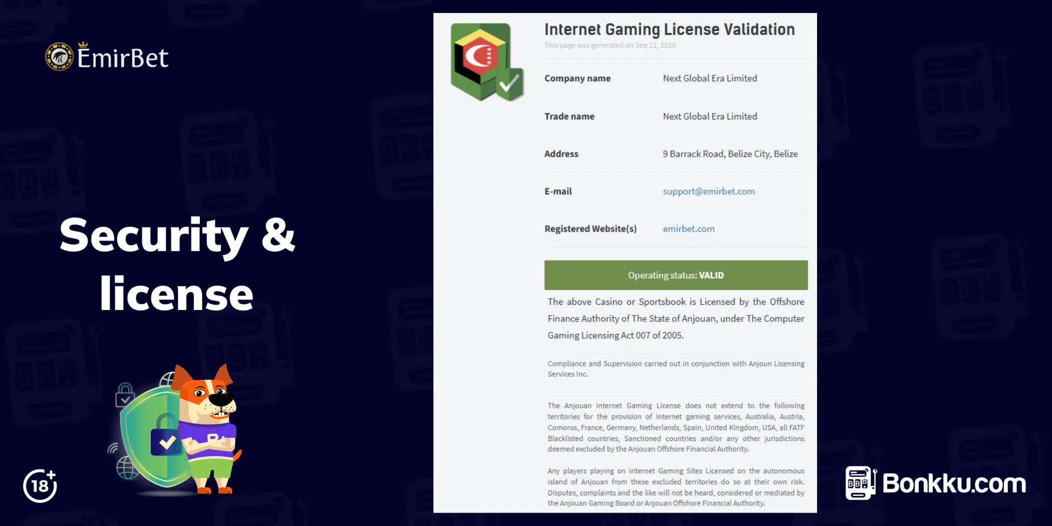 emirbet security & license