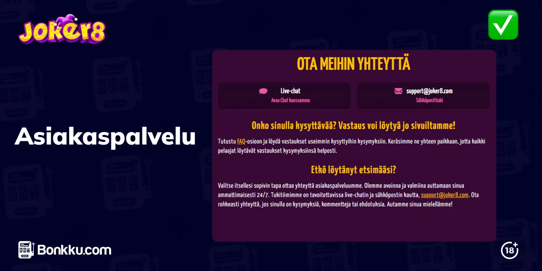 joker8 casino asiakaspalvelu