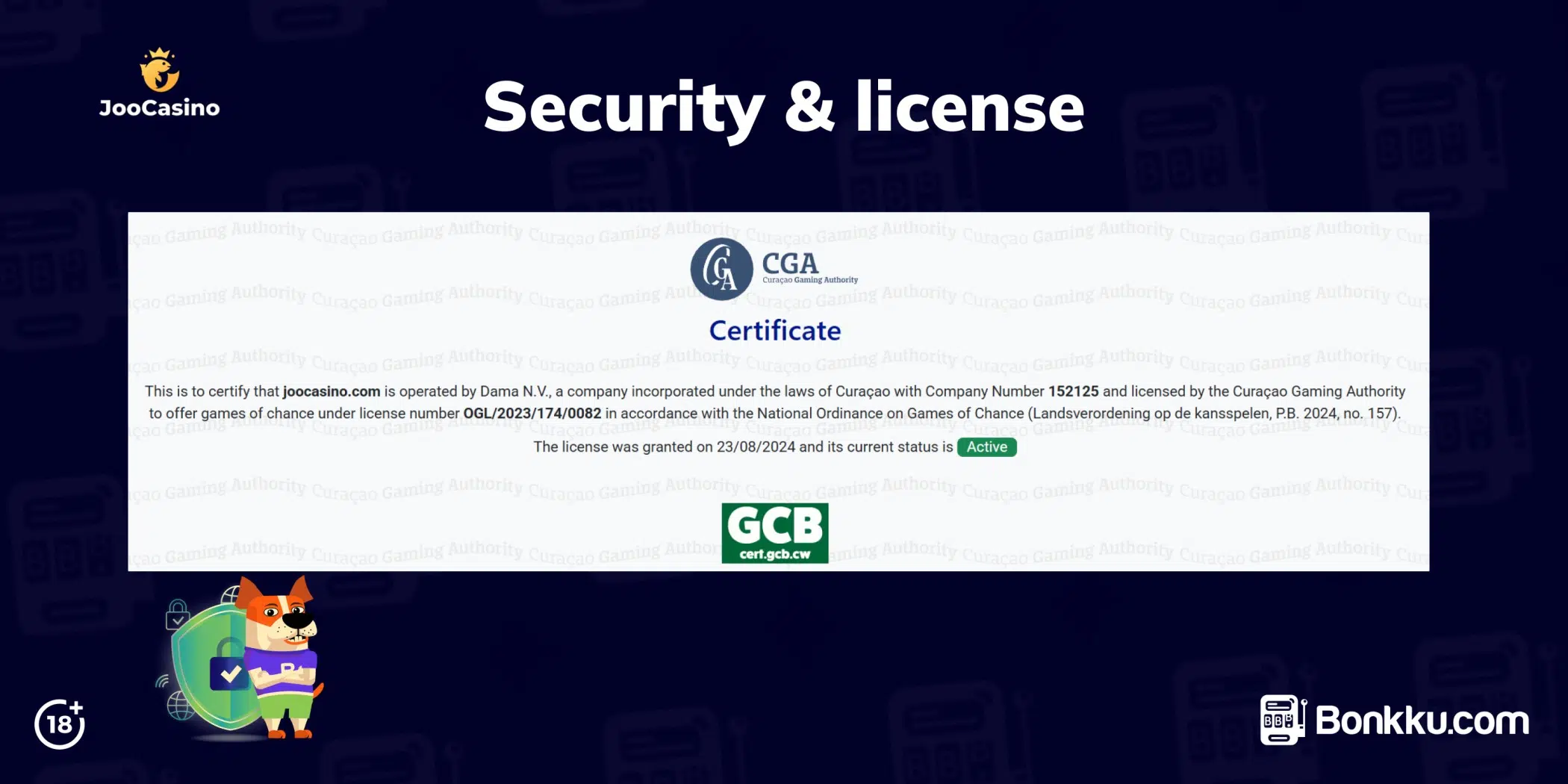 joo casino license & security