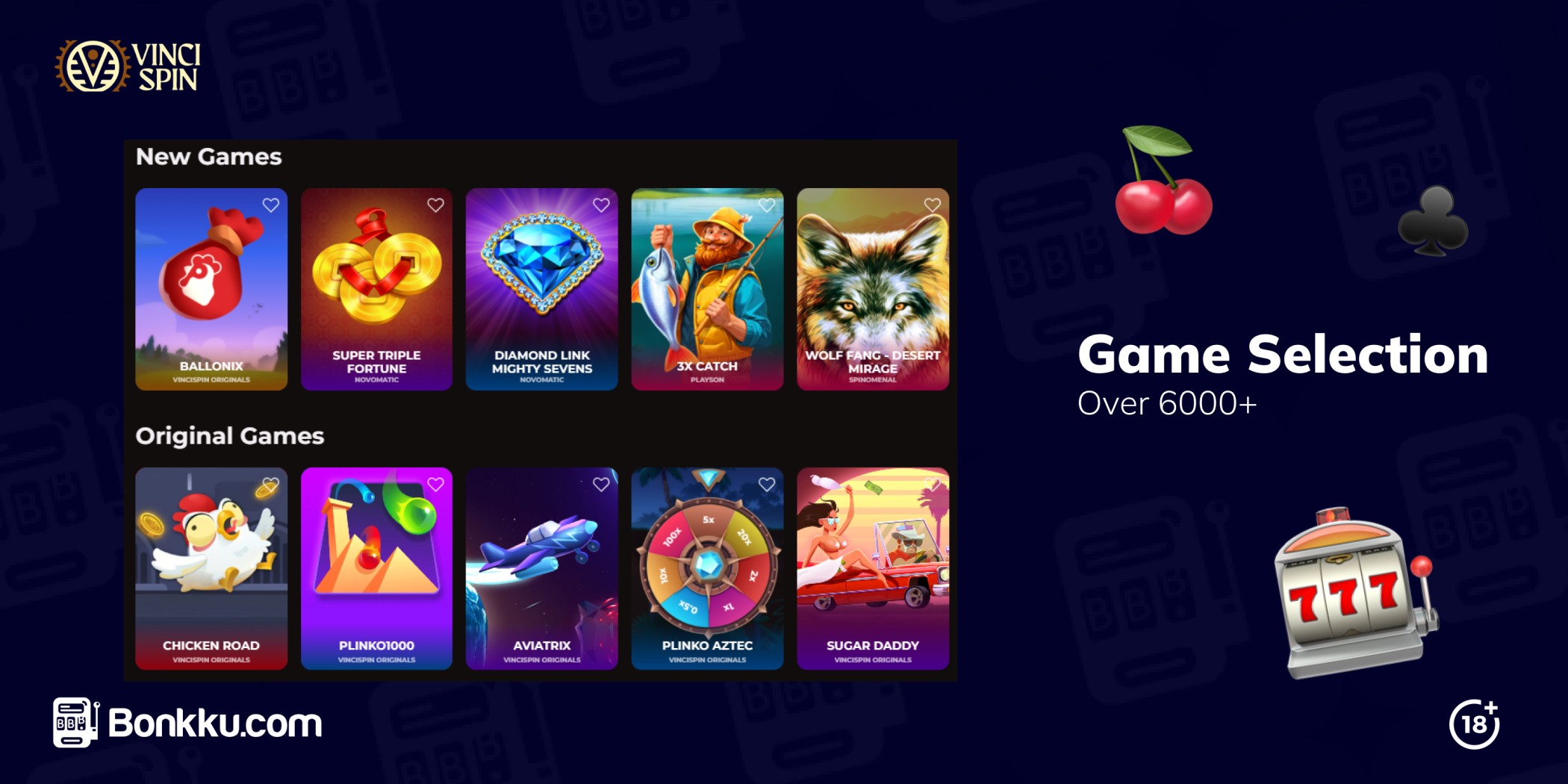 vinci spin game selection