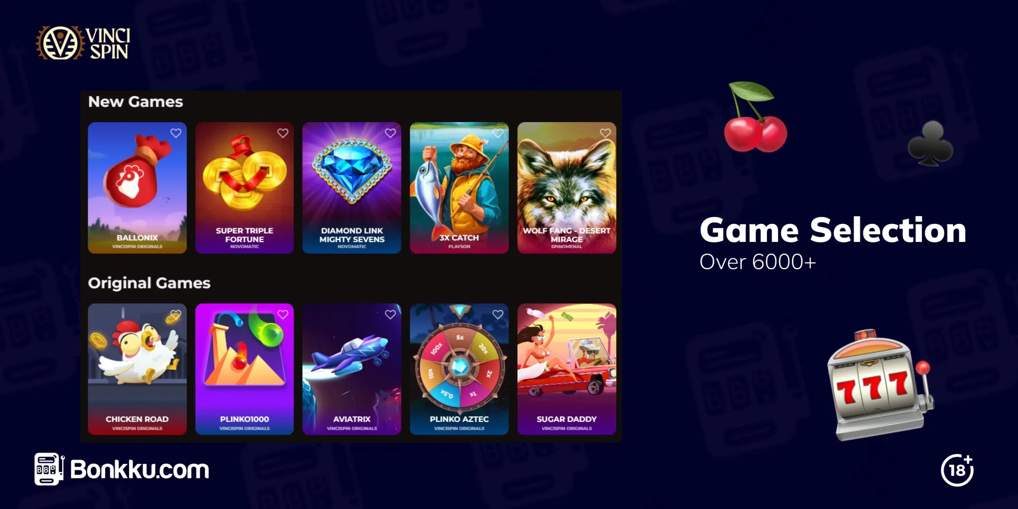 vinci spin game selection