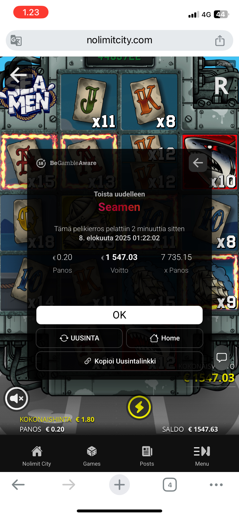 Big wins screenshot