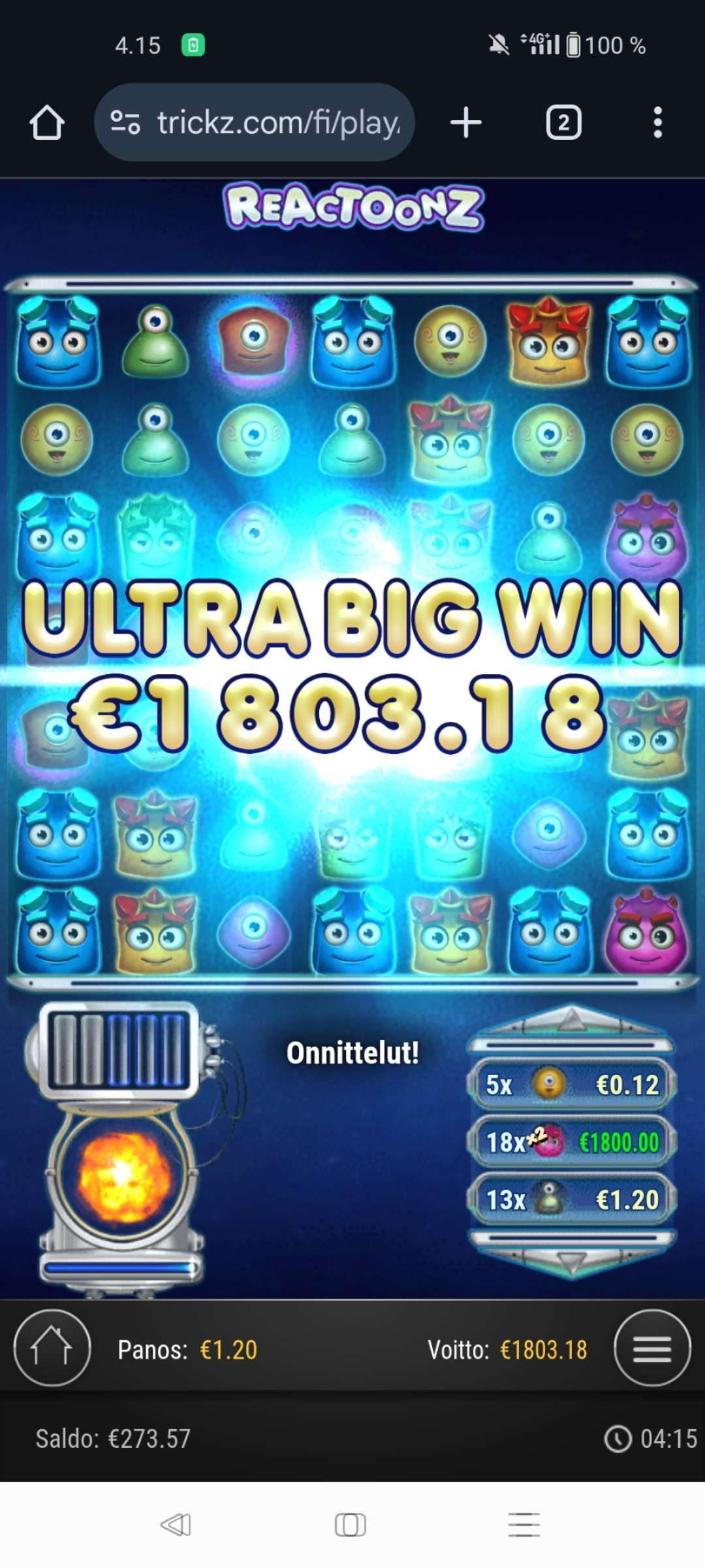 Big wins screenshot
