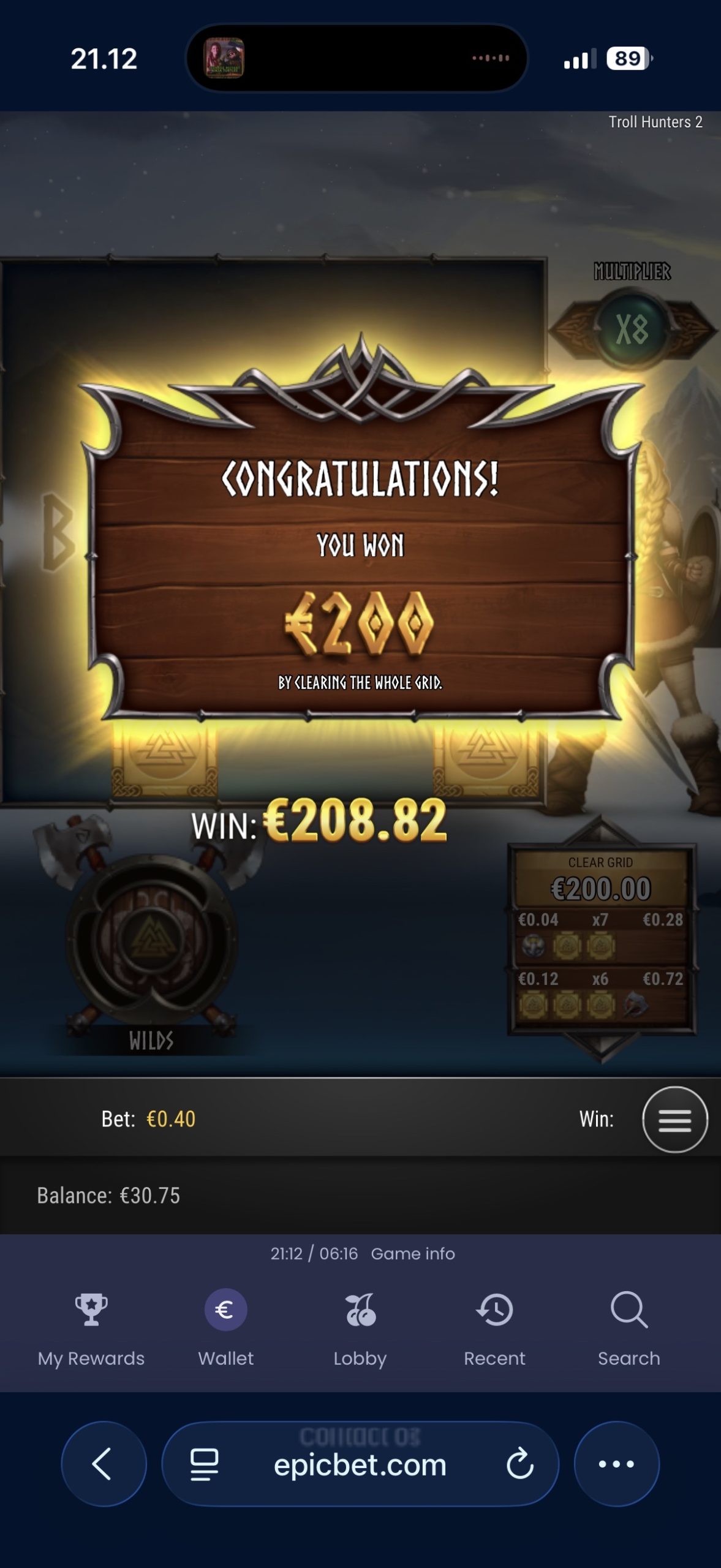 Big wins screenshot