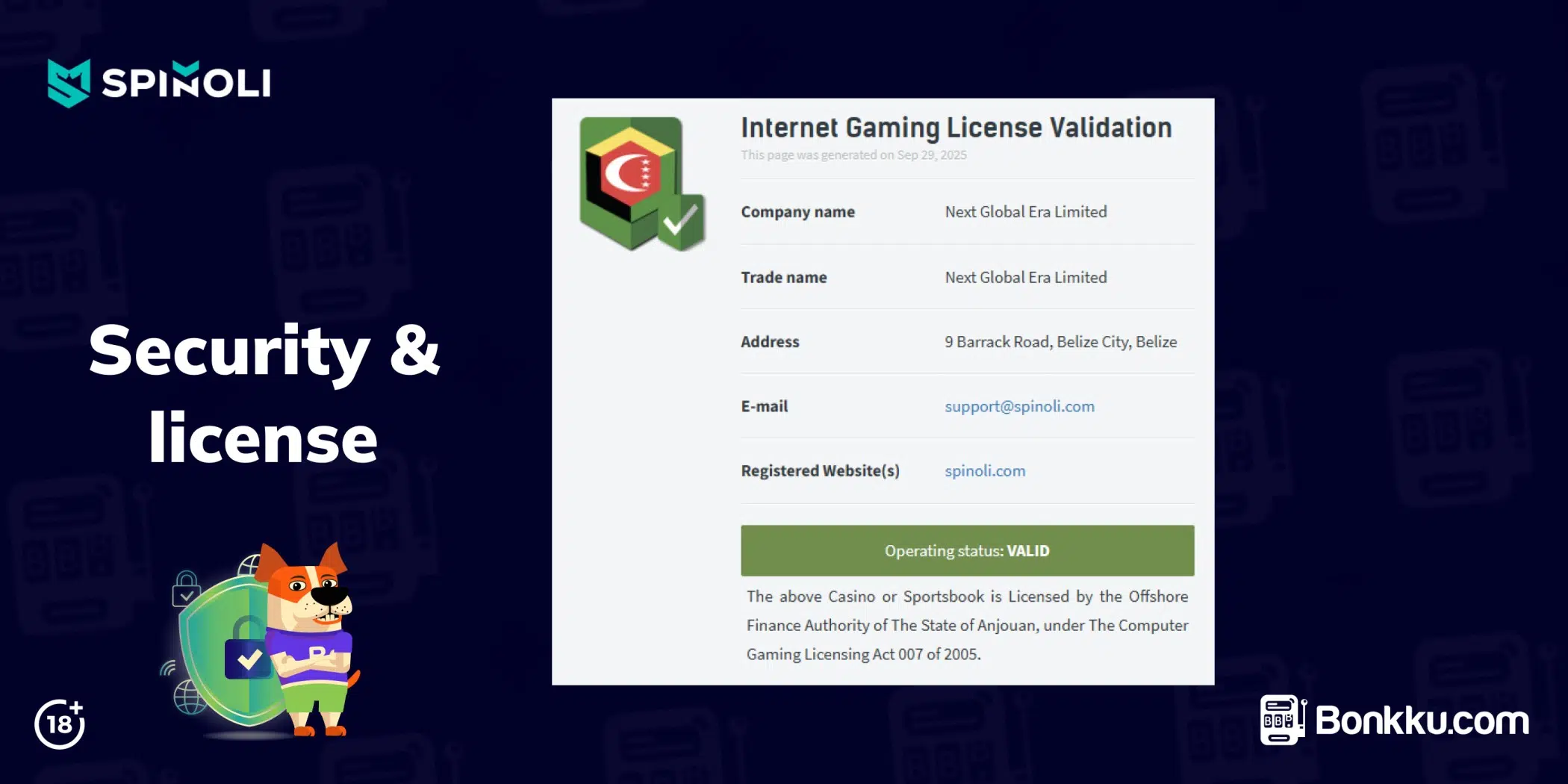spinoli license and security