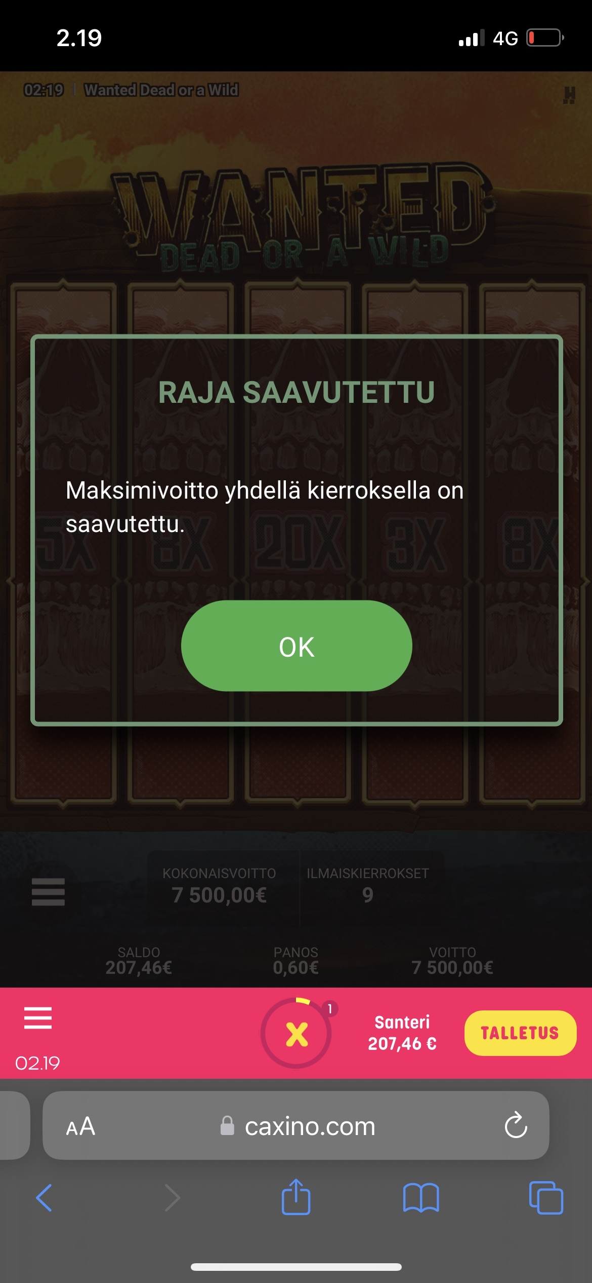 Big wins screenshot