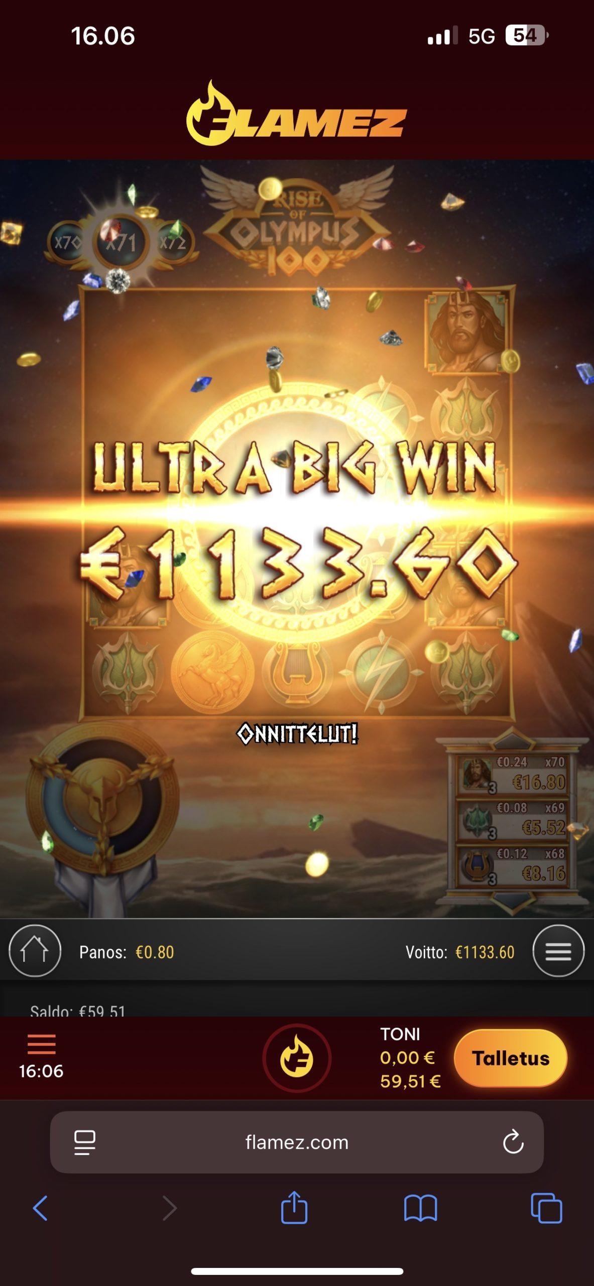 Big wins screenshot