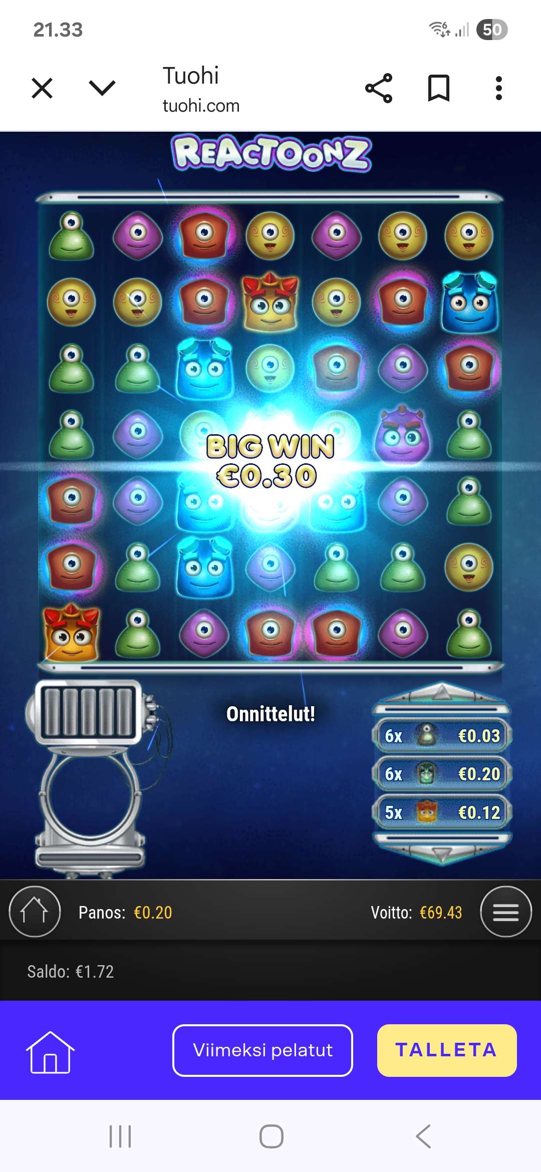 Big wins screenshot