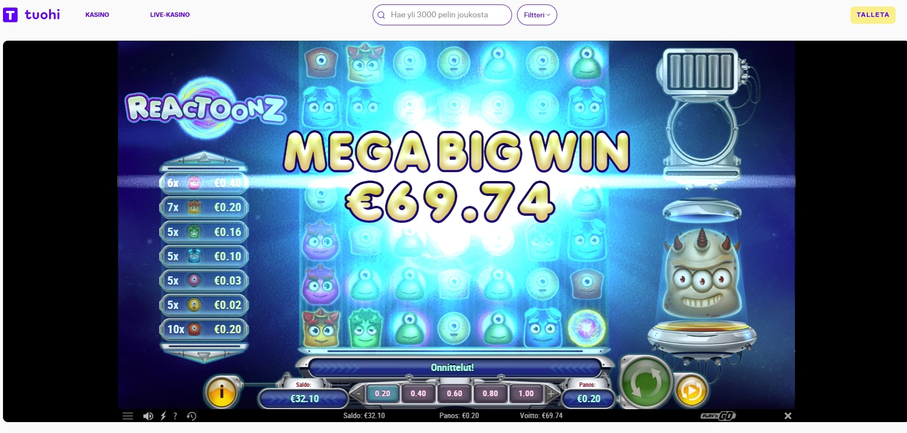 Big wins screenshot