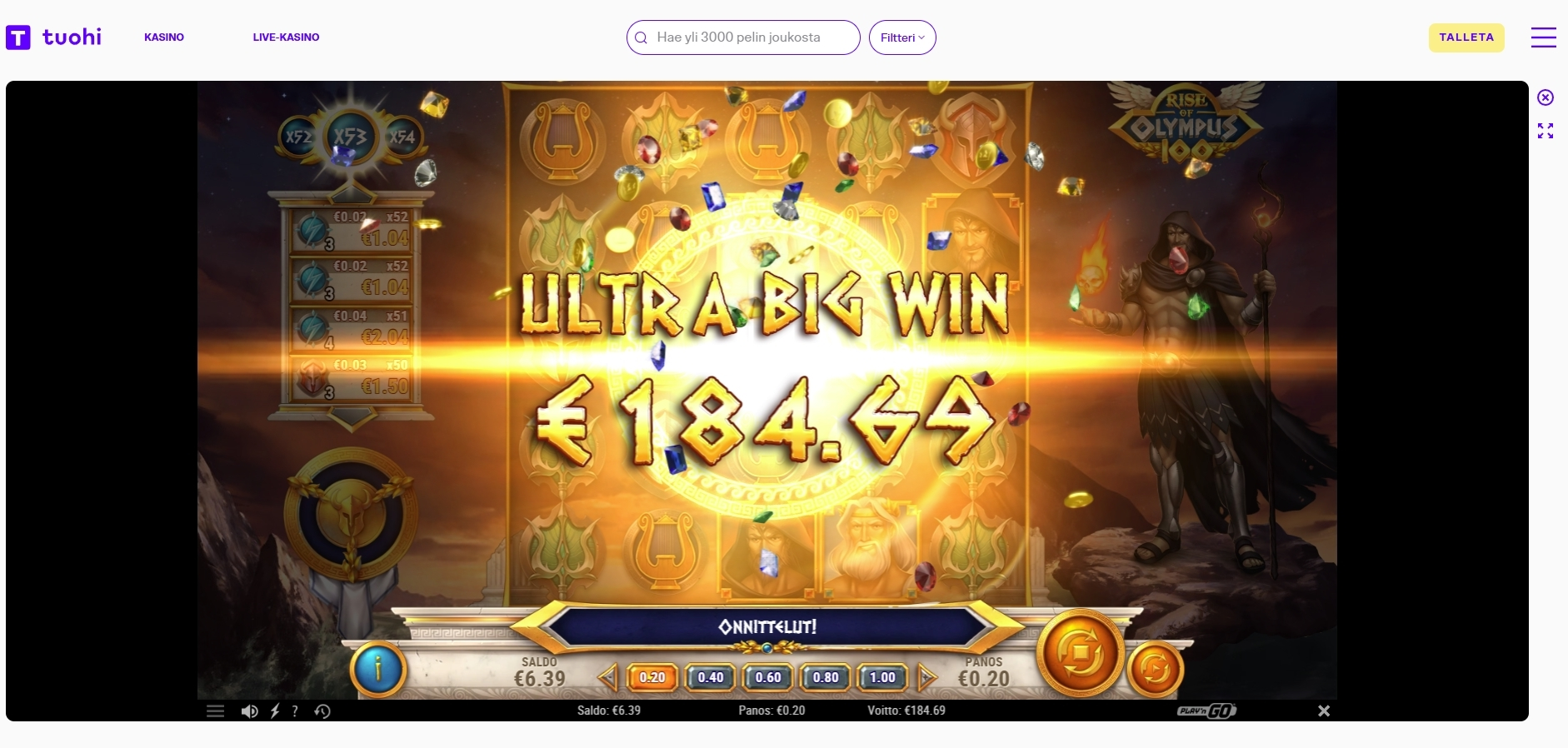 Big wins screenshot