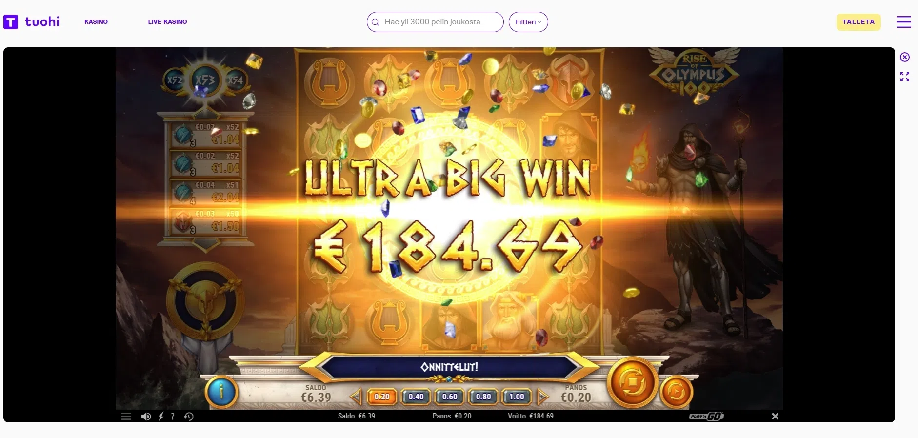 Big wins screenshot