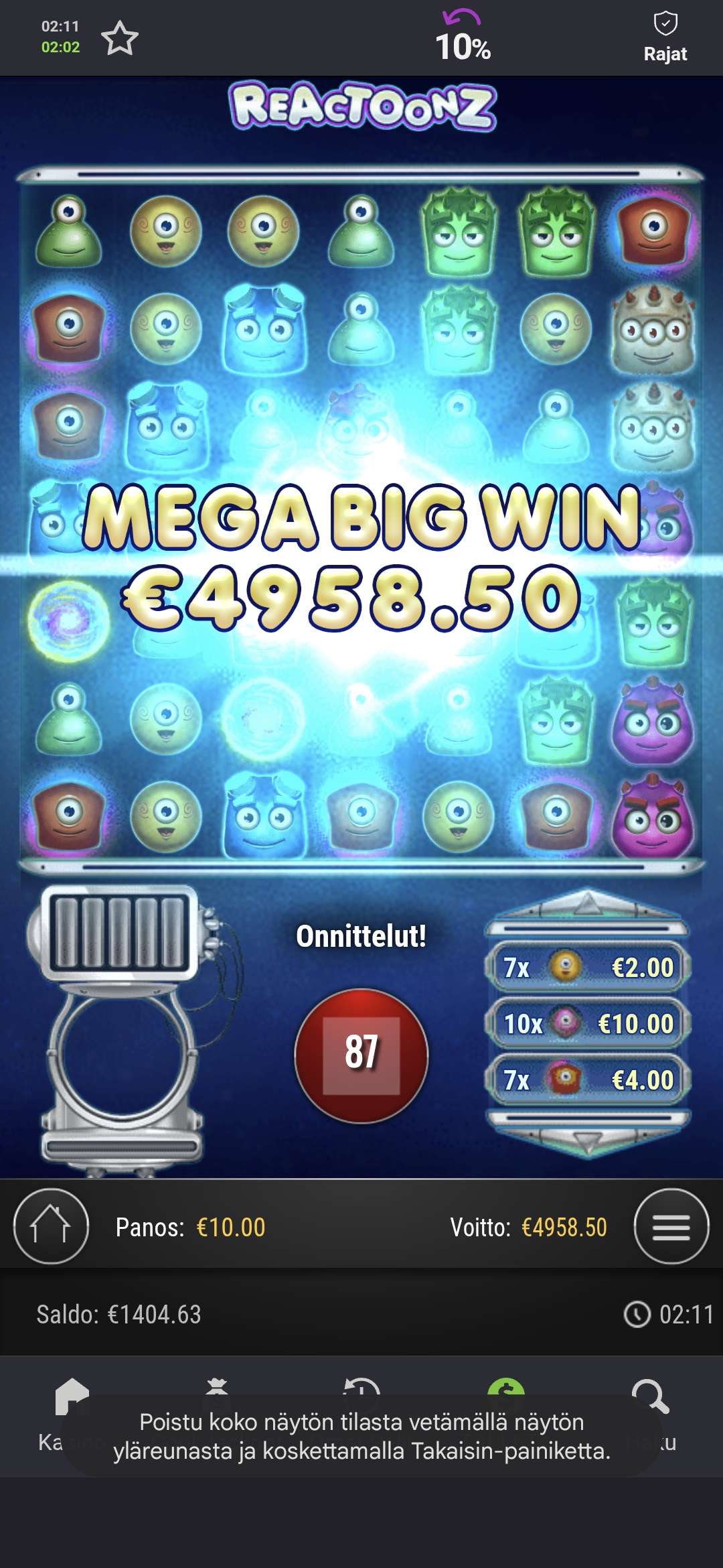 Big wins screenshot
