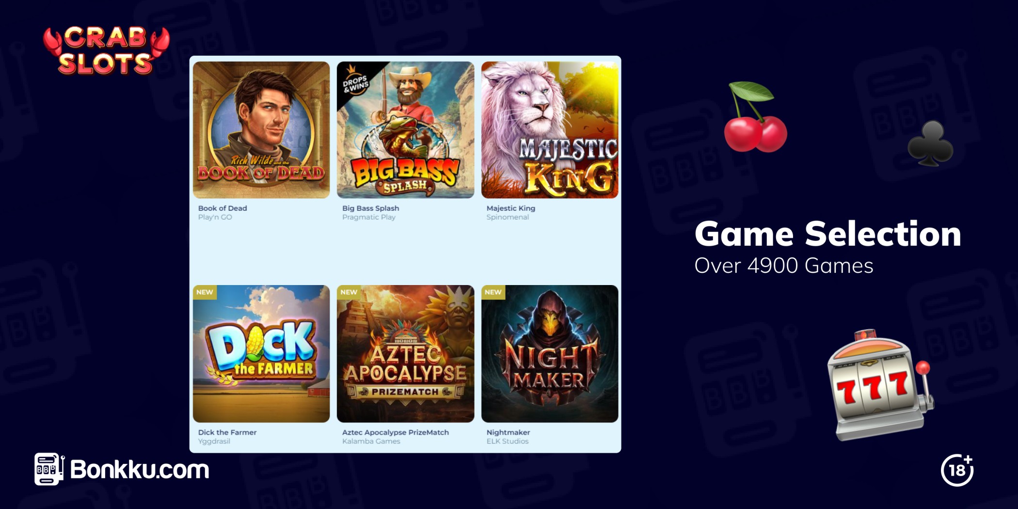 crab slots casino game selection