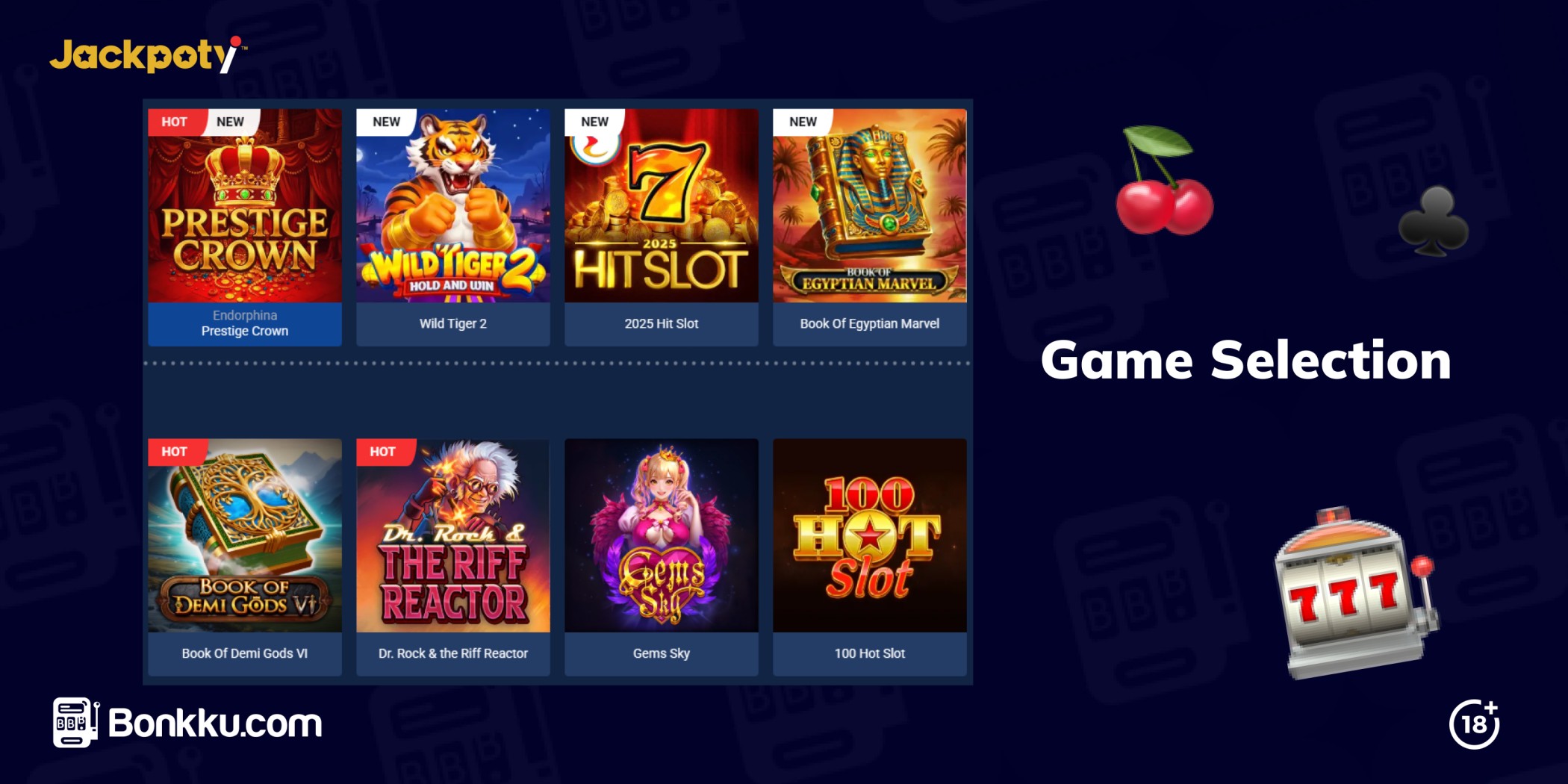 jackpoty casino game selection