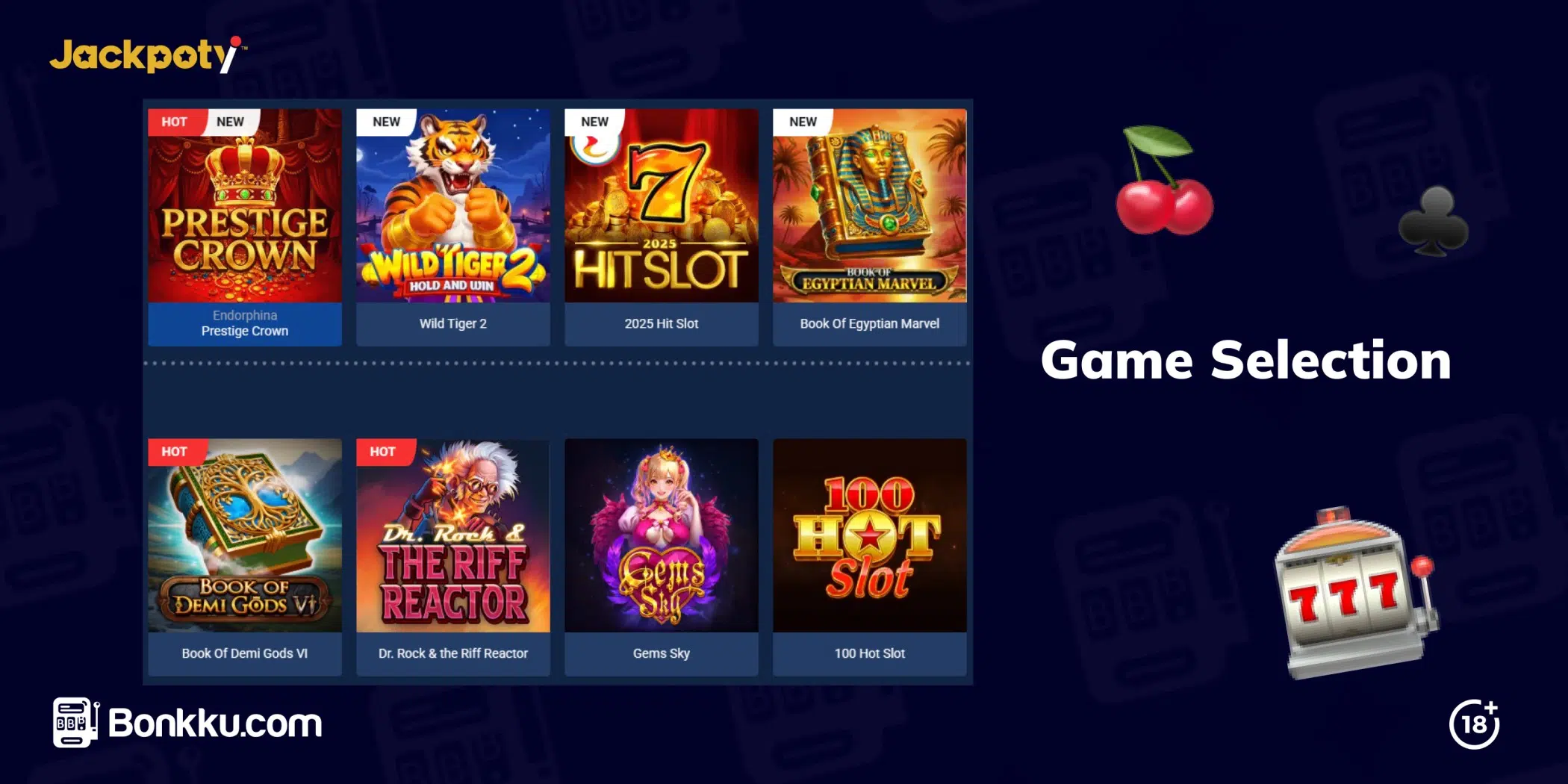 jackpoty casino game selection