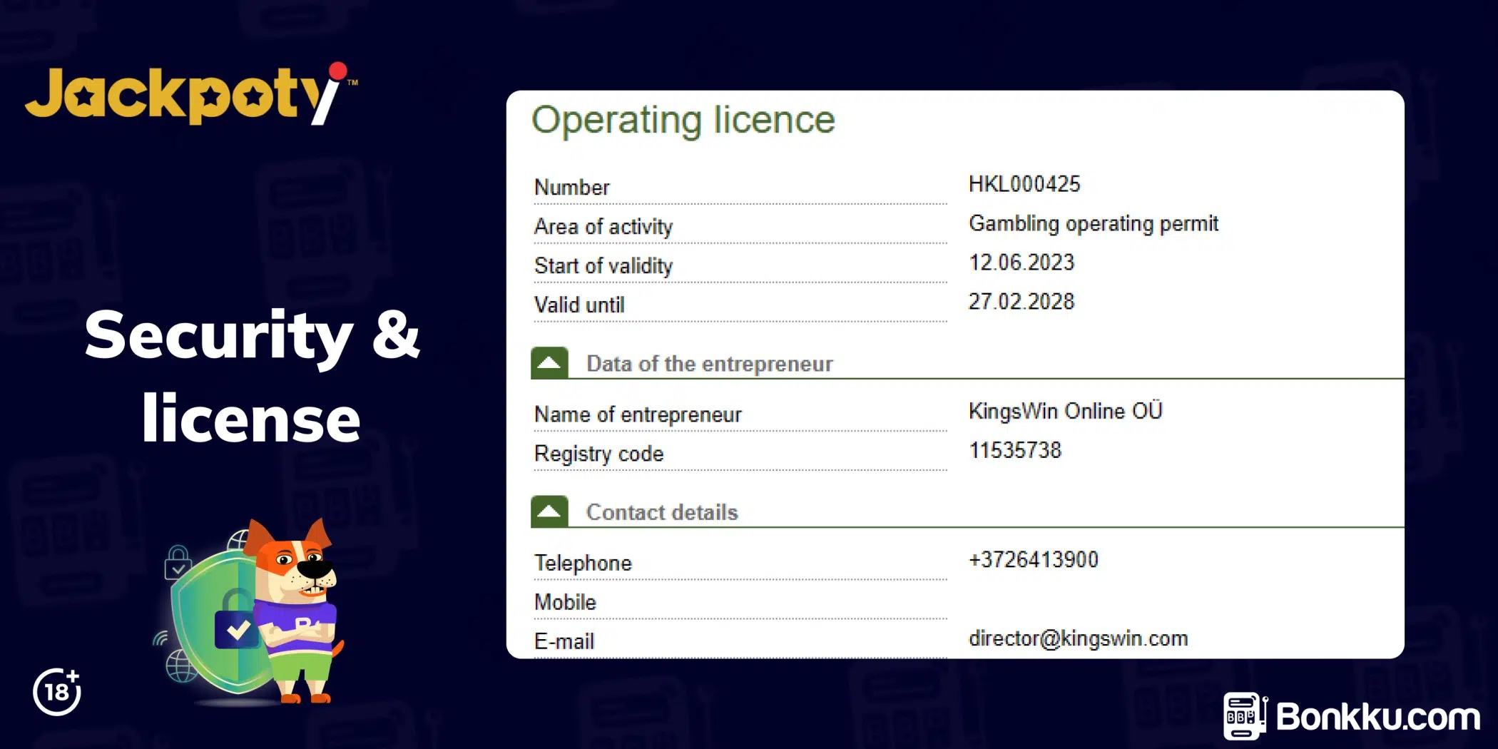 jackpoty security and license