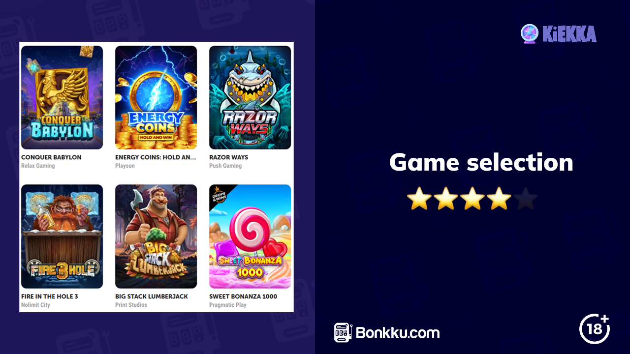 kiekka casino game selection