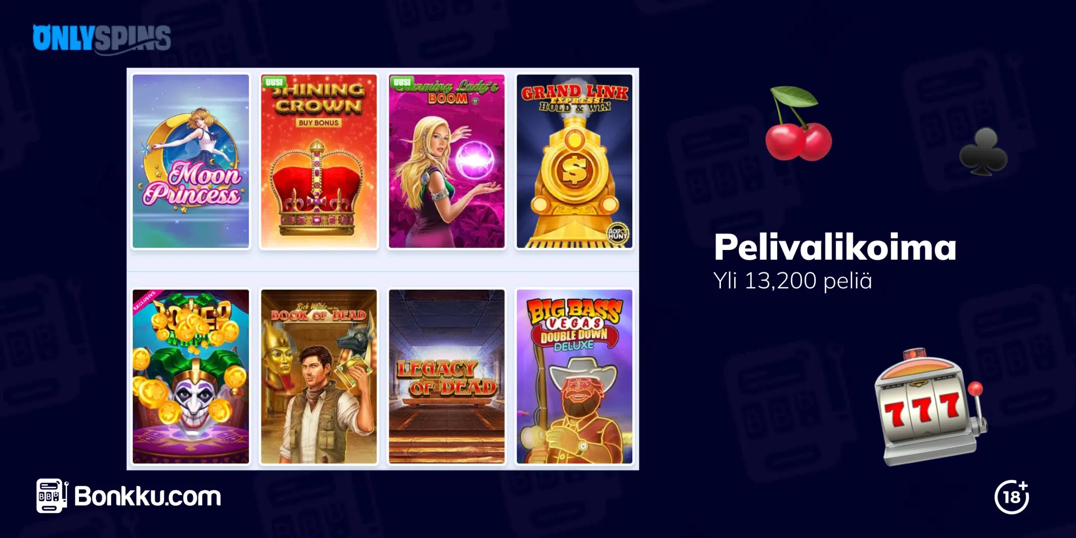 onlyspins casino pelivalikoima