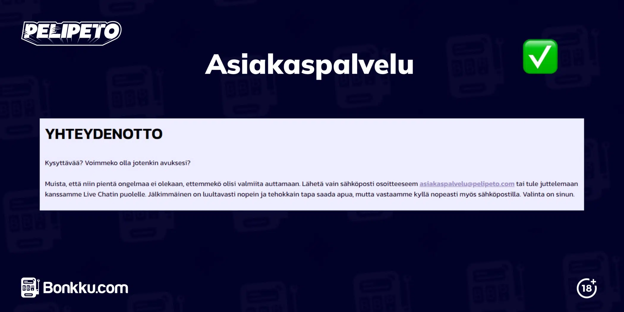 pelipeto asiakaspalvelu