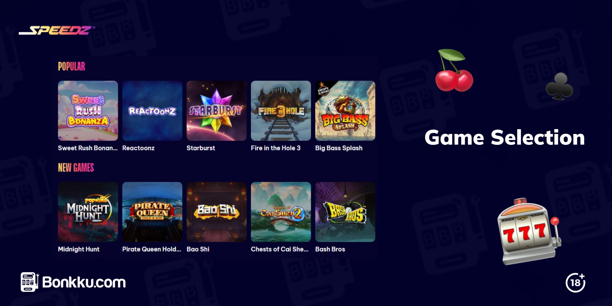 speedz casino game selection