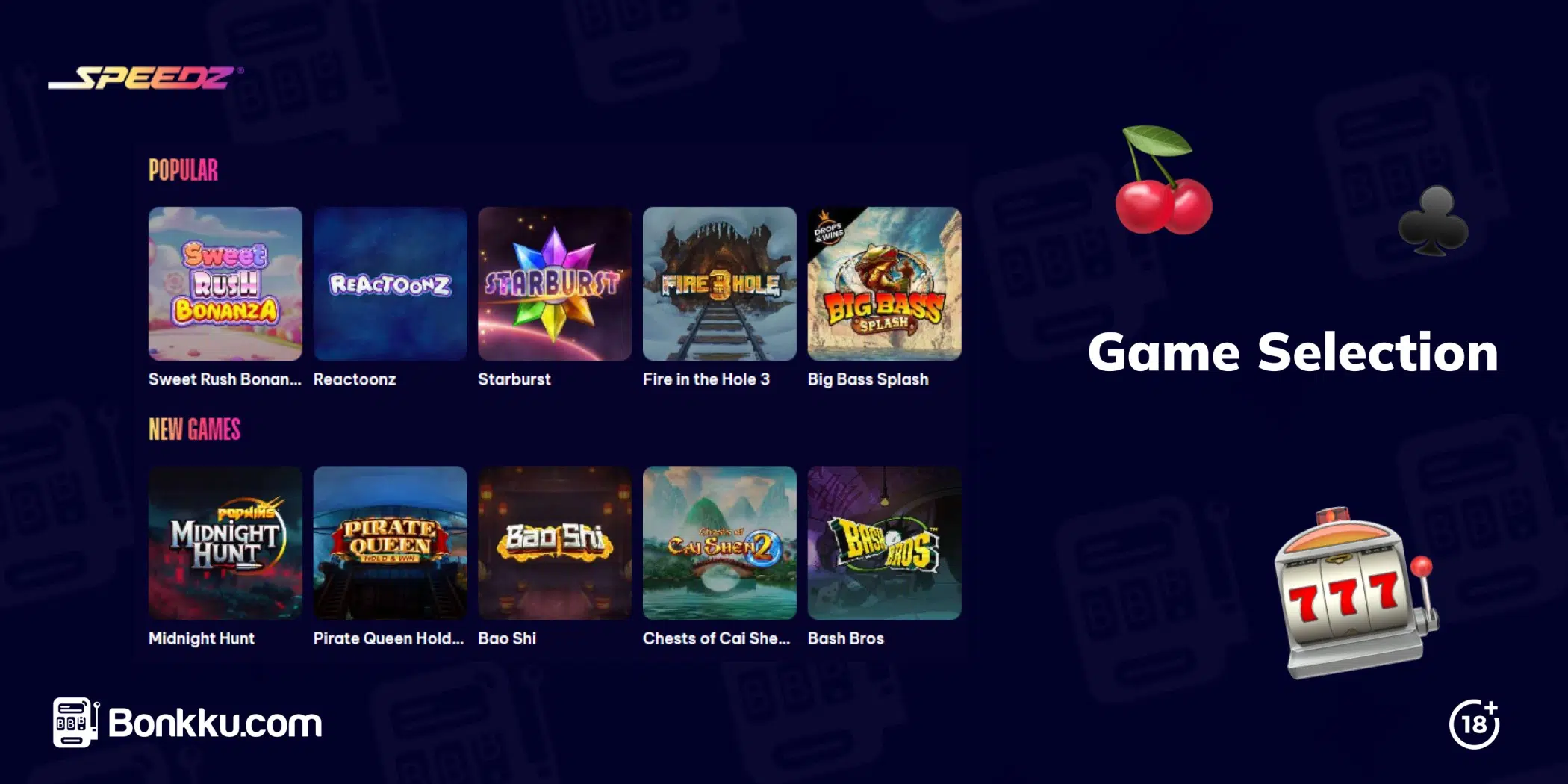 speedz casino game selection