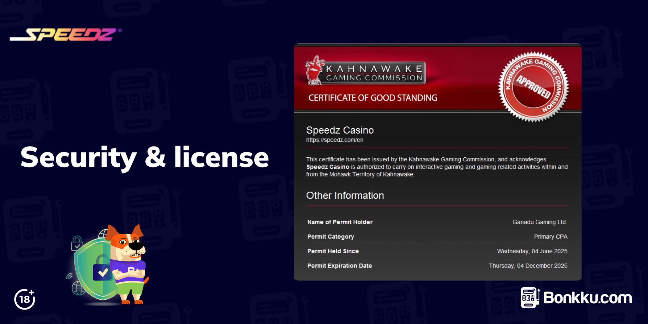 speedz casino security and license